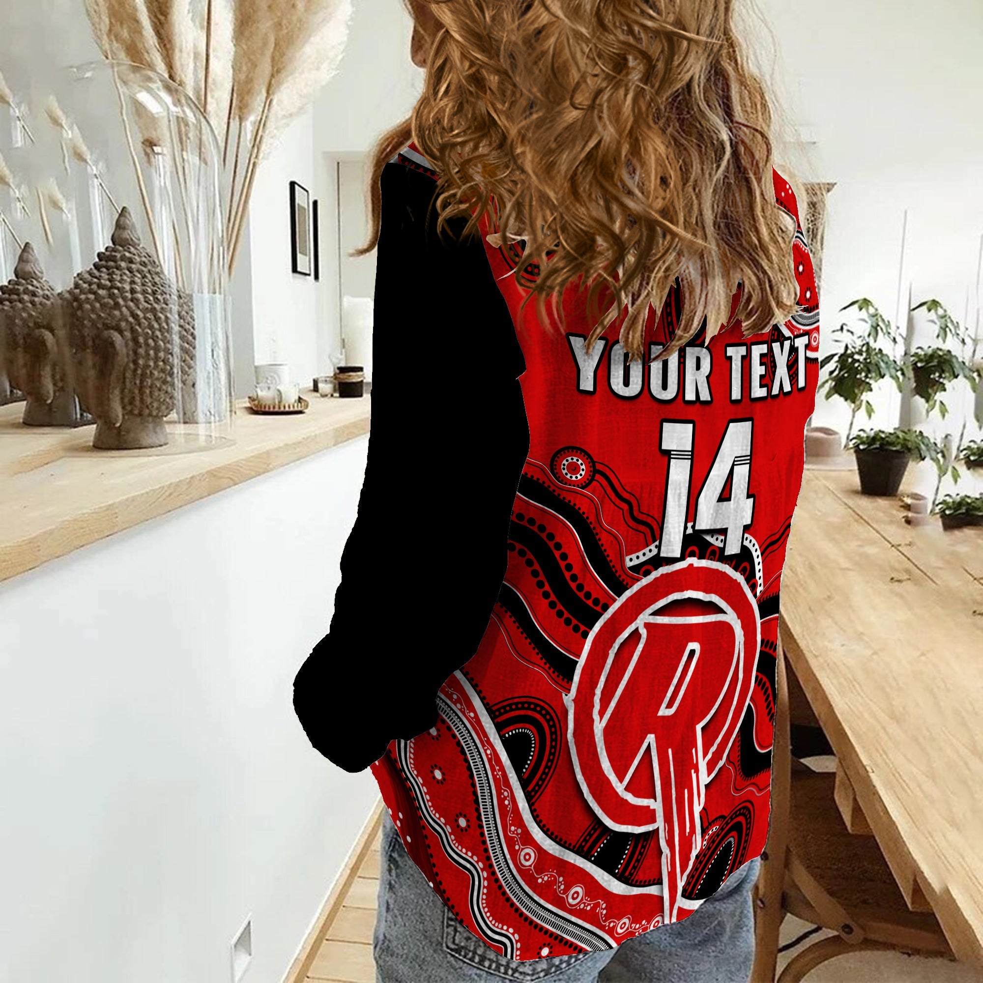 (Custom Text And Number) Renegades Cricket Women Casual Shirt Melbourne Aboriginal Painting - Vibe Hoodie Shop