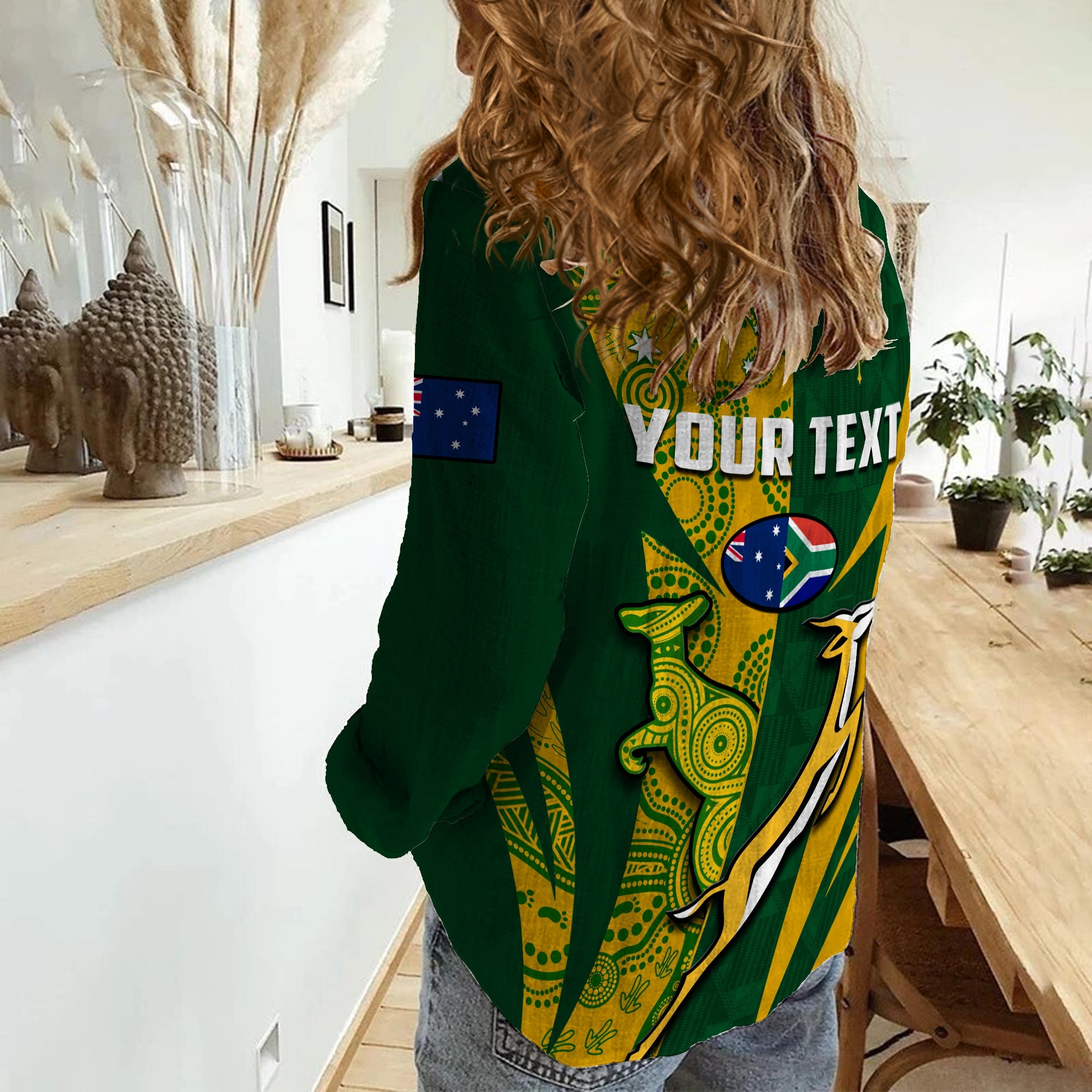 (Custom Personalised) Australia Rugby and South Africa Rugby Women Casual Shirt Wallabies Mix Springboks Sporty - Vibe Hoodie Shop