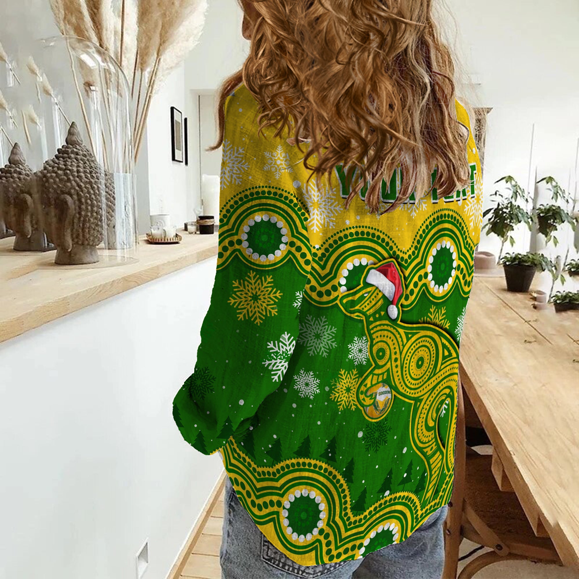 (Custom Personalised) Australia Soccer Christmas Women Casual Shirt Socceroos Indigenous Kangaroo - Vibe Hoodie Shop
