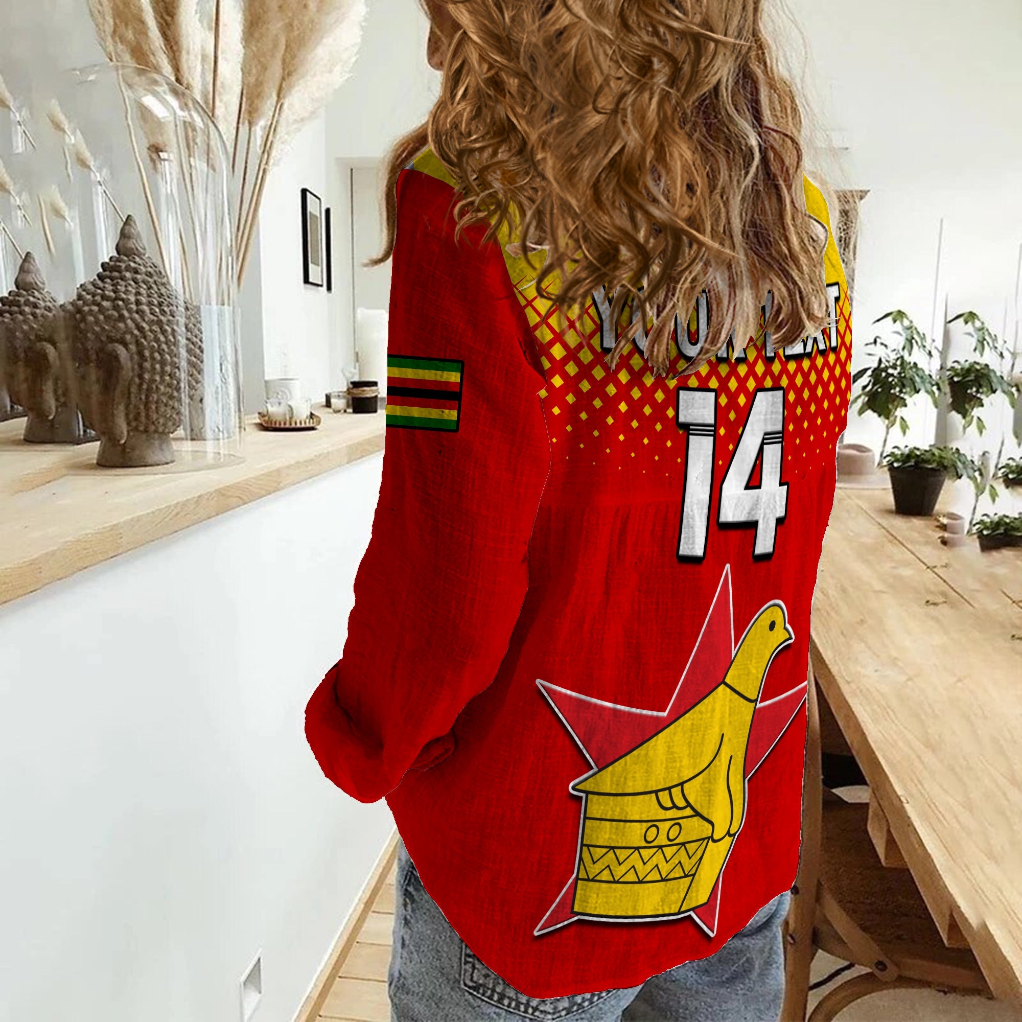 (Custom Text And Number) Zimbabwe Cricket Women Casual Shirt The Chevrons ODI Style - Vibe Hoodie Shop