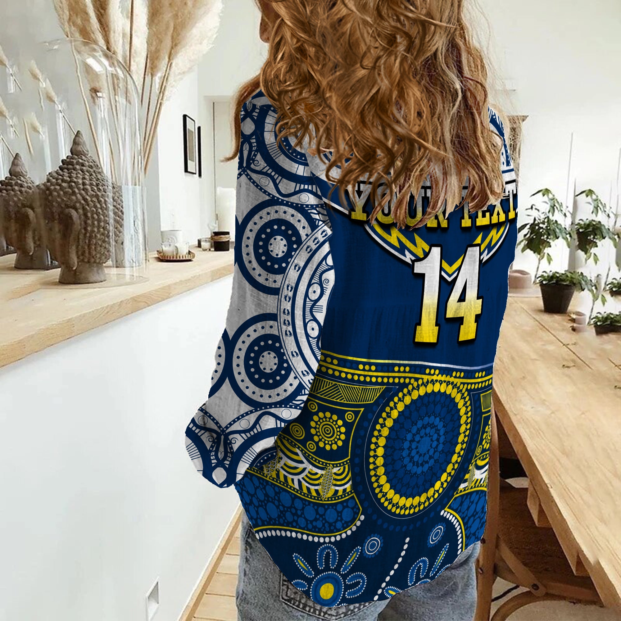 (Custom Text And Number) Cowboys Rugby Women Casual Shirt Aboriginal Art - Vibe Hoodie Shop