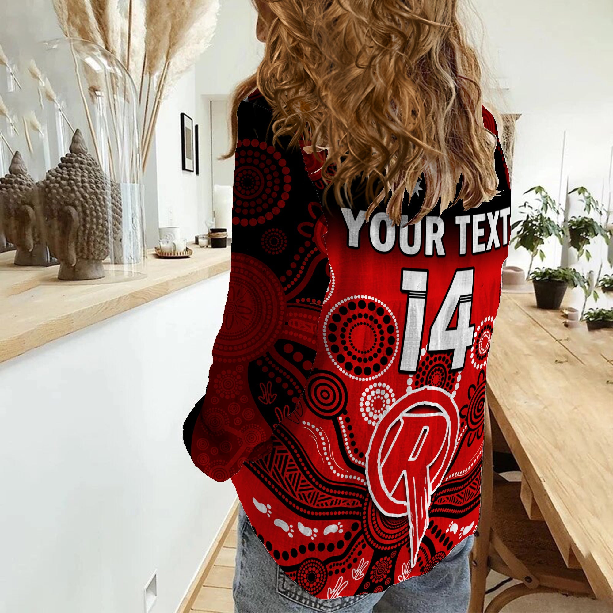 (Custom Text And Number) Renegades Cricket Women Casual Shirt Melbourne Gradient Aboriginal Art - Vibe Hoodie Shop