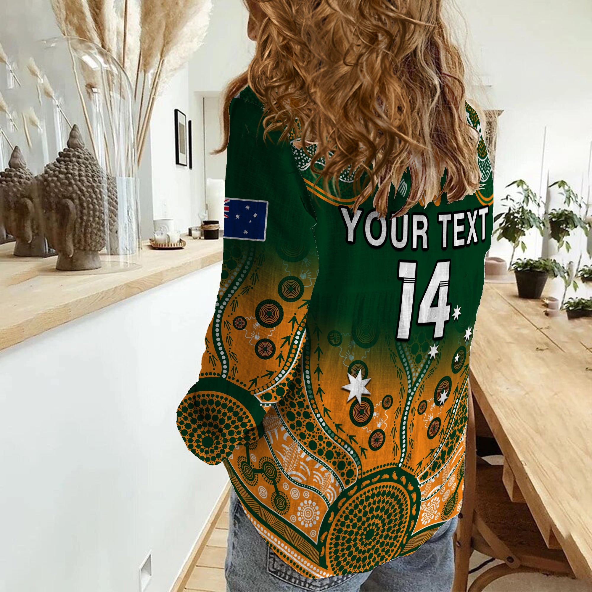 (Custom Text And Number) Australia Rugby Women Casual Shirt Aussie Sevens Green Indigenous - Vibe Hoodie Shop