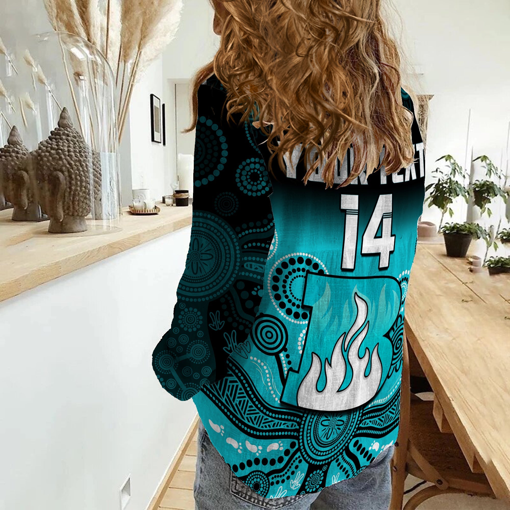 (Custom Text And Number) Brisbane Heat Women Casual Shirt Gradient Aboriginal Dot Painting - Vibe Hoodie Shop