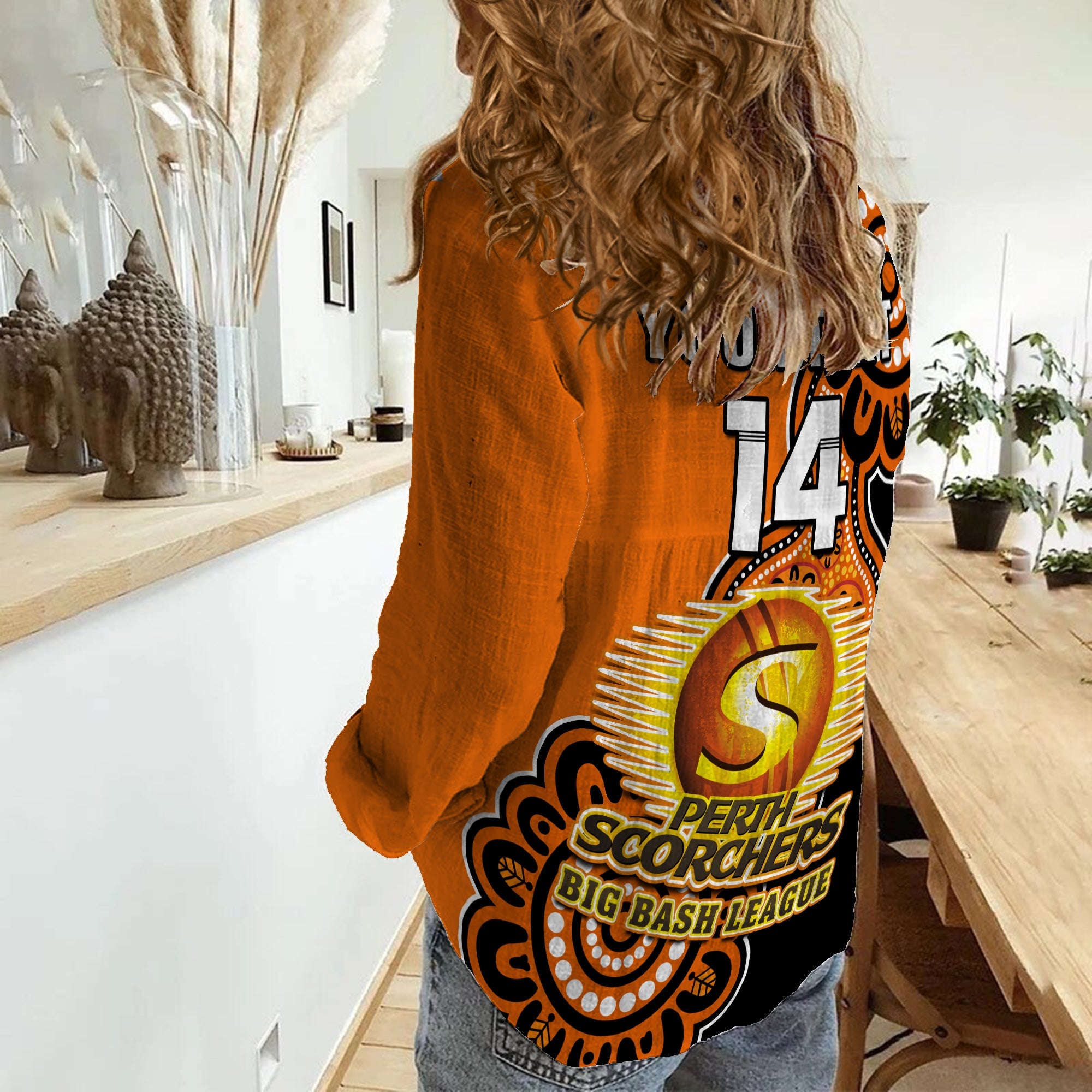 (Custom Text And Number) Perth Scorchers Cricket Women Casual Shirt We Are The Champions Aboriginal - Vibe Hoodie Shop