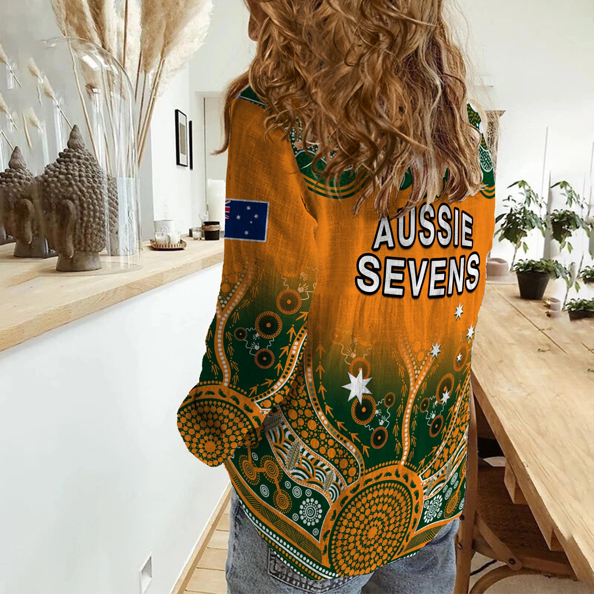 Australia Rugby Women Casual Shirt Aussie Sevens Original Indigenous - Vibe Hoodie Shop