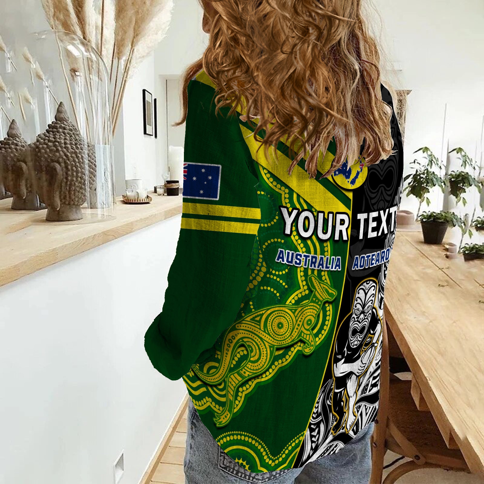 (Custom Personalised) Australia Kangaroos And All Black Rugby Women Casual Shirt Aboriginal Mix NZ Maori Fern - Vibe Hoodie Shop