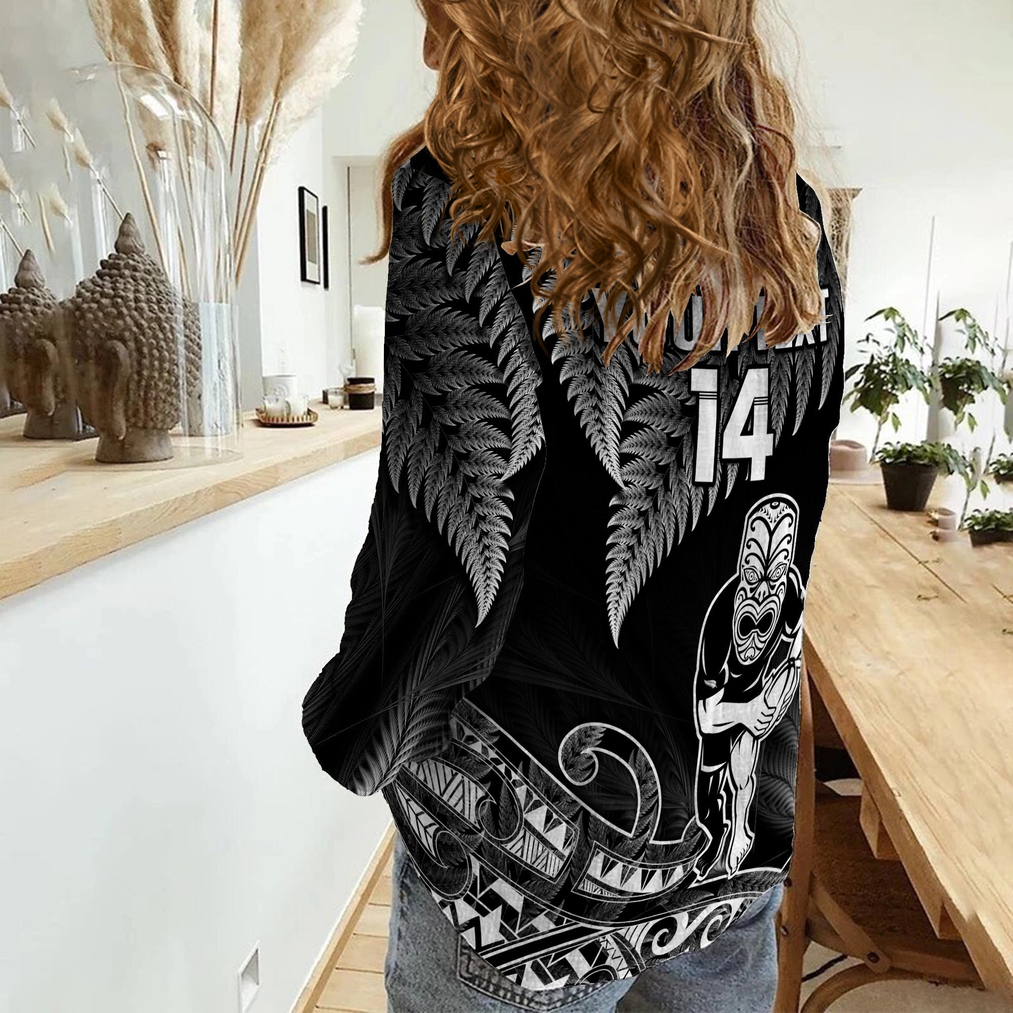 (Custom Text And Number) New Zealand Silver Fern Rugby Women Casual Shirt All Black Koru Maori - Vibe Hoodie Shop