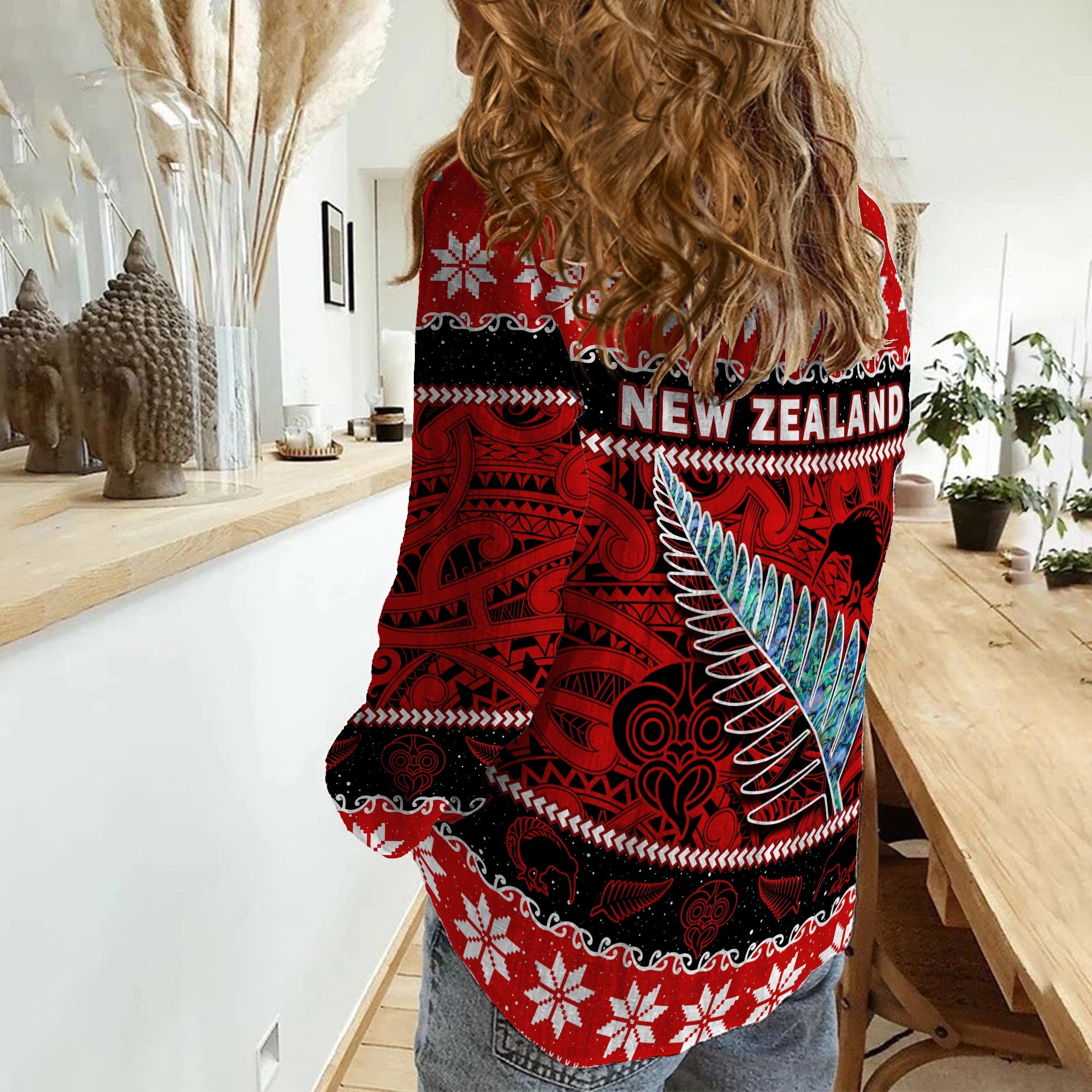 New Zealand Christmas Women Casual Shirt Paua Shell Silver Fern Meri Kirihimete - Vibe Hoodie Shop