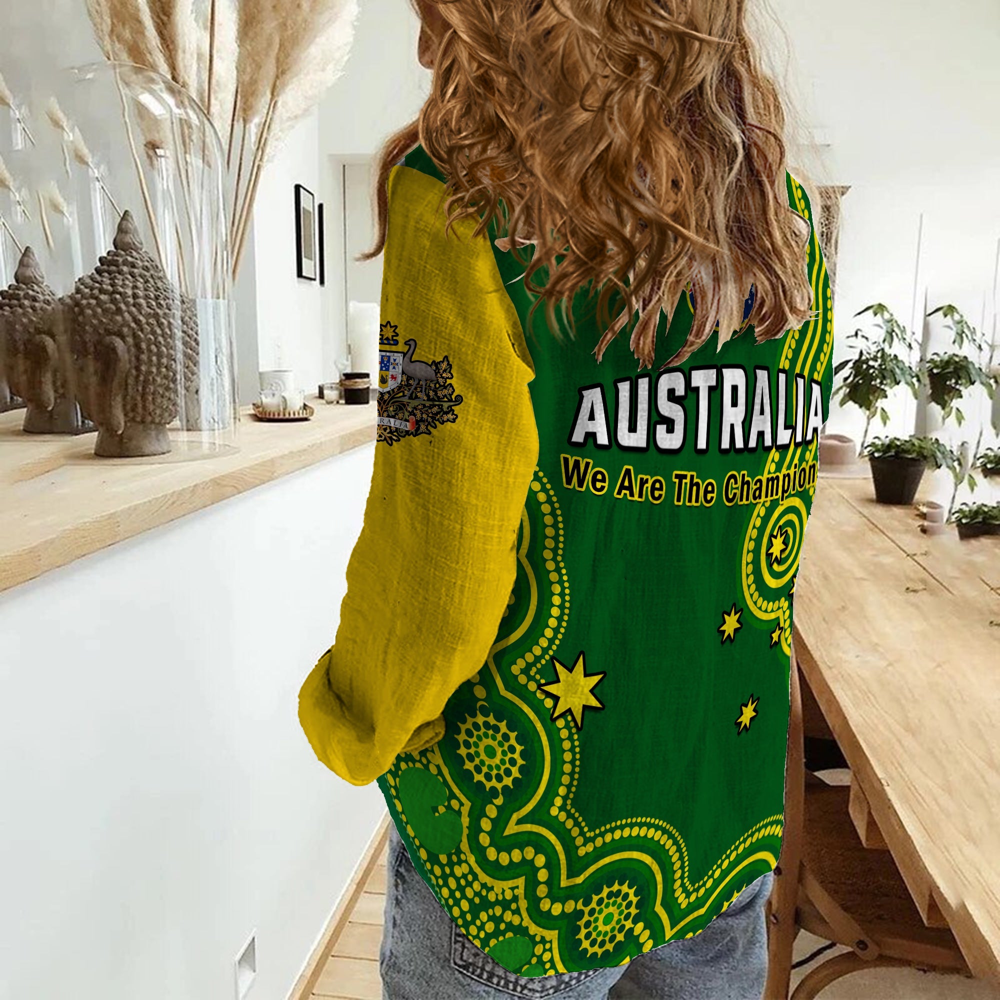 Australia Rugby Women Casual Shirt Jillaroos Champions Indigenous Green Style - Vibe Hoodie Shop