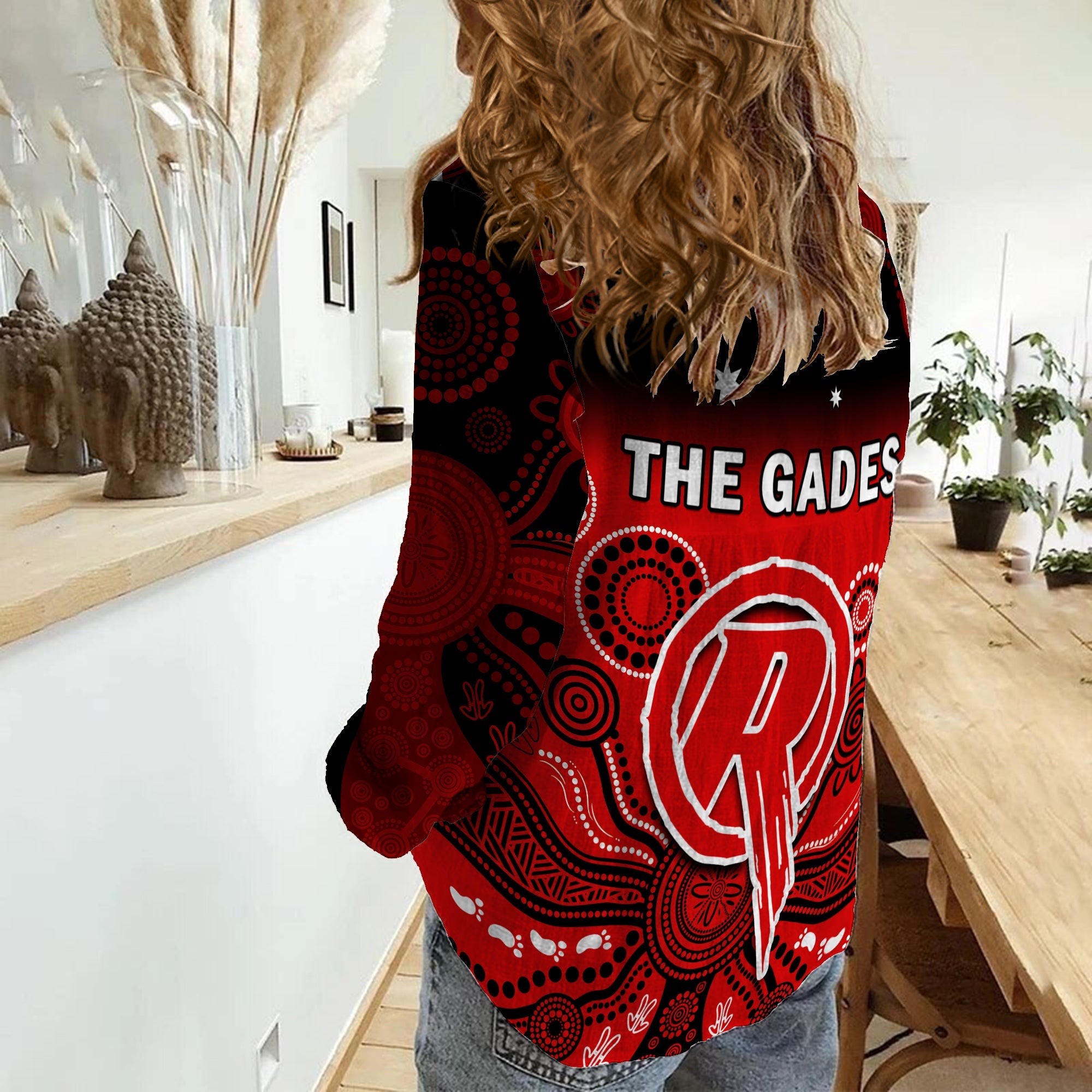 Renegades Cricket Women Casual Shirt Melbourne Gradient Aboriginal Art - Vibe Hoodie Shop