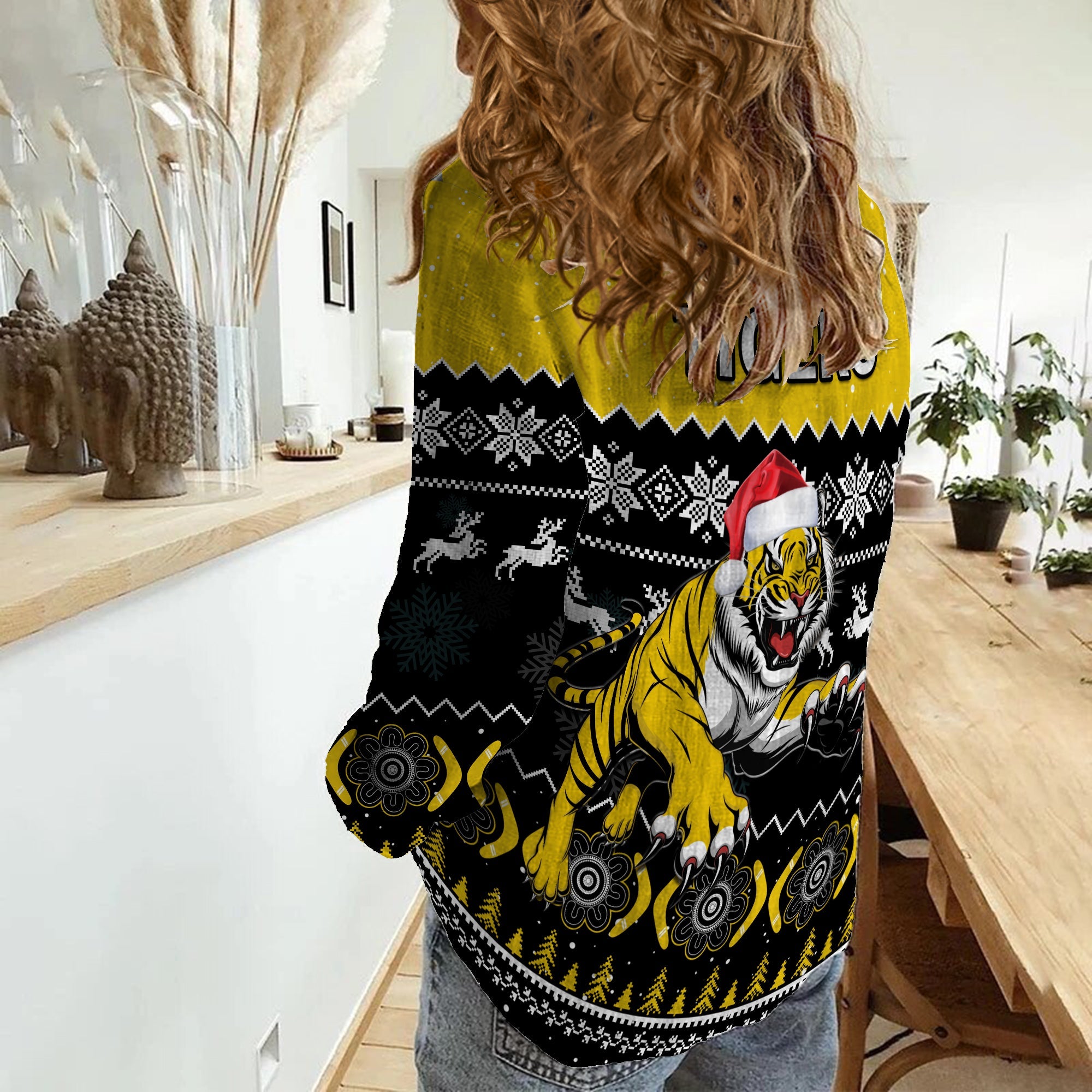 Richmond Football Women Casual Shirt Tigers Indigenous Merry Christmas - Vibe Hoodie Shop