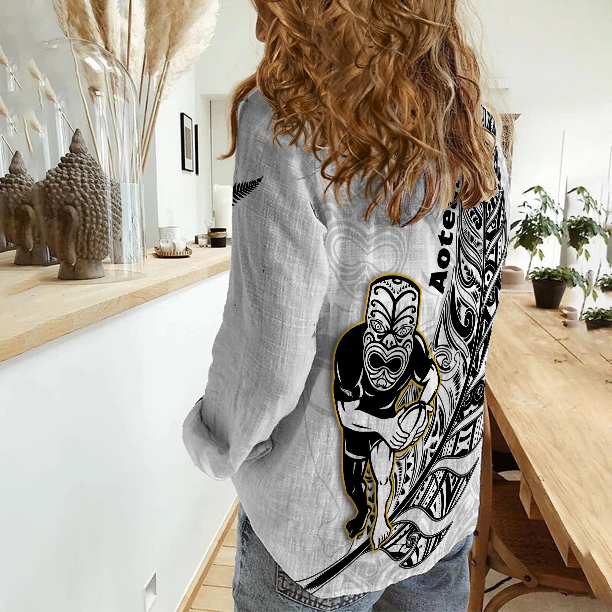 New Zealand Silver Fern Rugby Women Casual Shirt All Black Maori Version White - Vibe Hoodie Shop