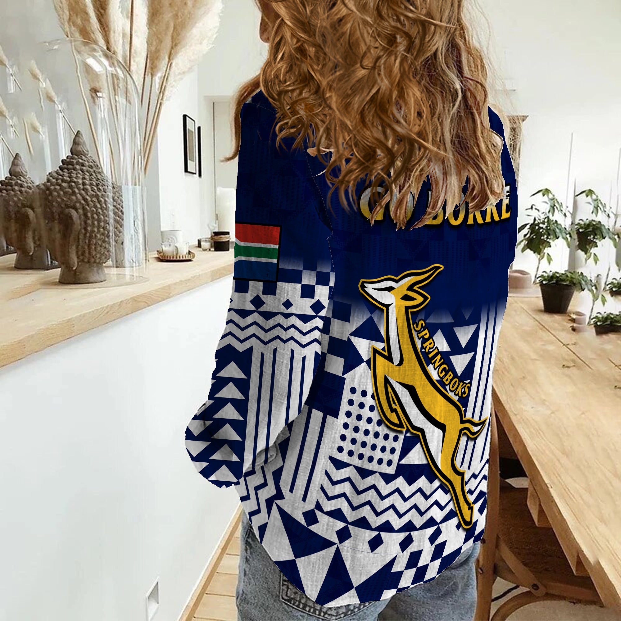 South Africa Rugby Women Casual Shirt Outgoing Tour Go Springboks - Vibe Hoodie Shop