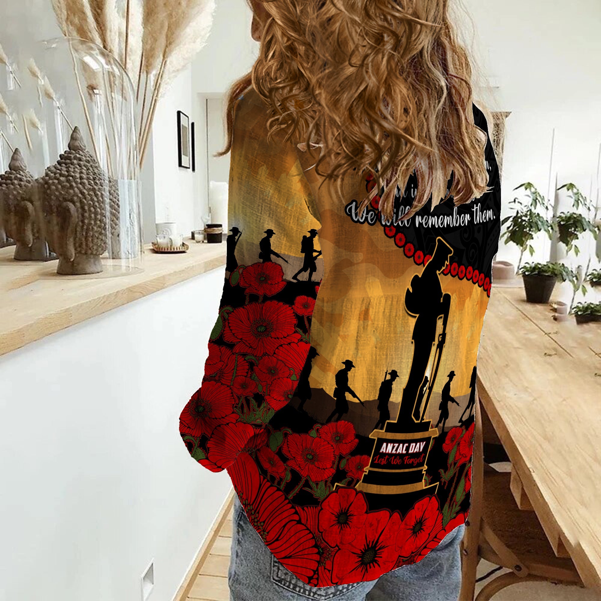 New Zealand Anzac Women Casual Shirt Maori Camouflage Mix Poppies We Will Remember Them - Vibe Hoodie Shop