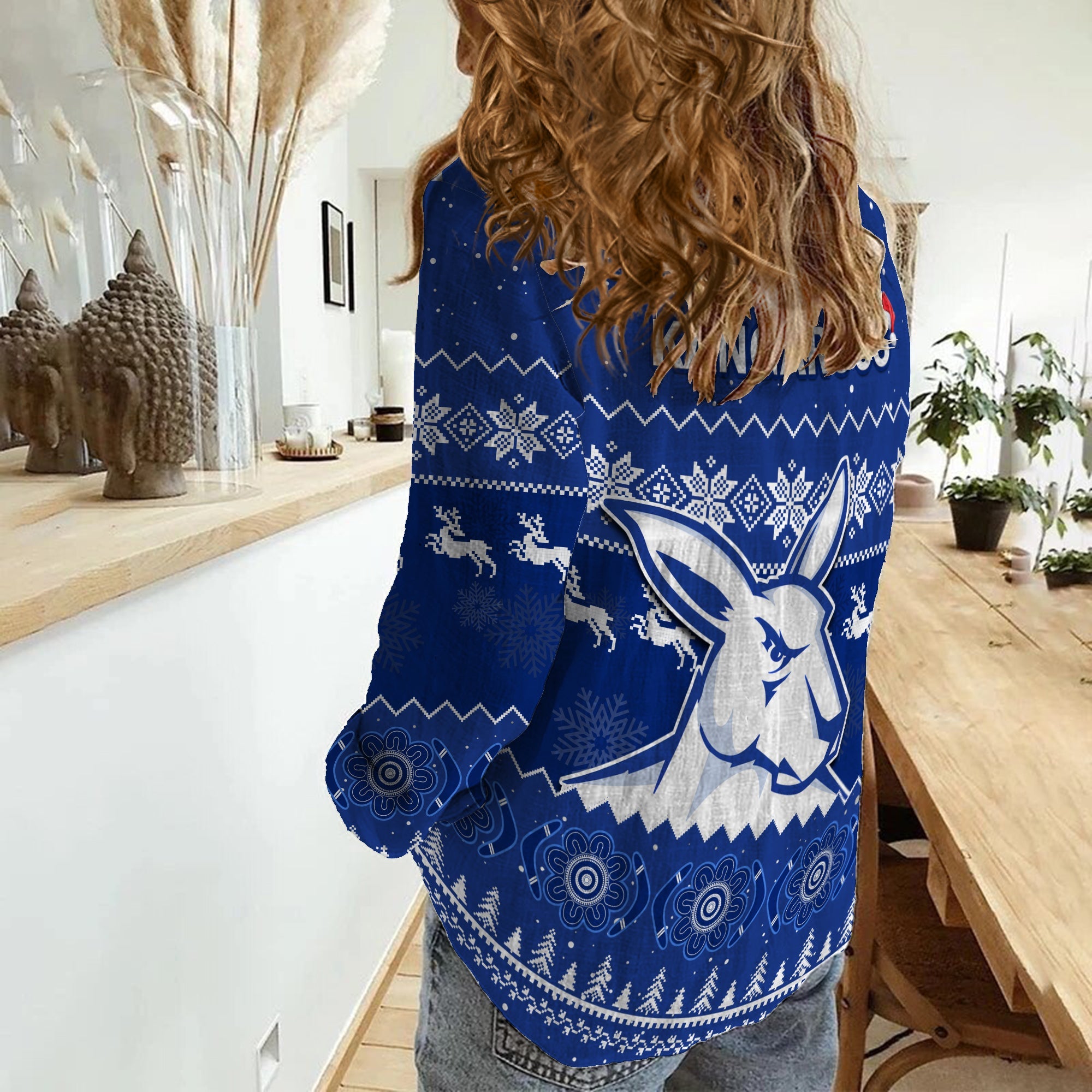 Melbourne Football Women Casual Shirt North Kangaroos Indigenous Merry Christmas - Vibe Hoodie Shop