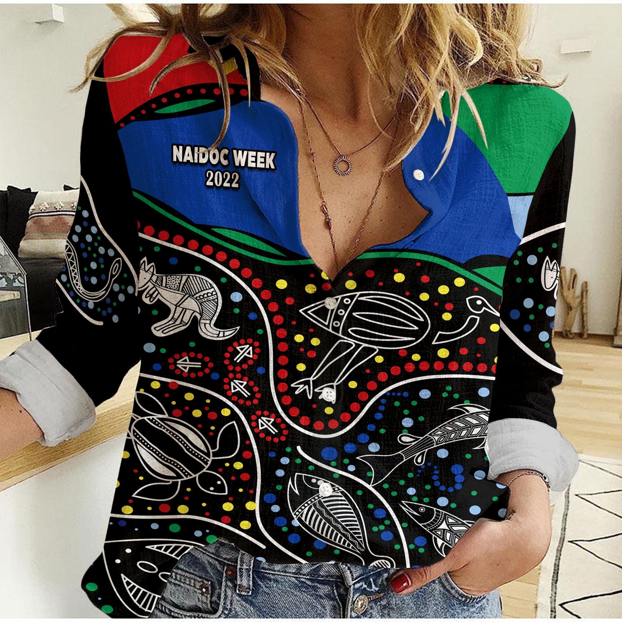 NAIDOC Week 2022 Women Casual Shirt National Aborigines And Torres Strait Islander Animals Aboriginal - Vibe Hoodie Shop