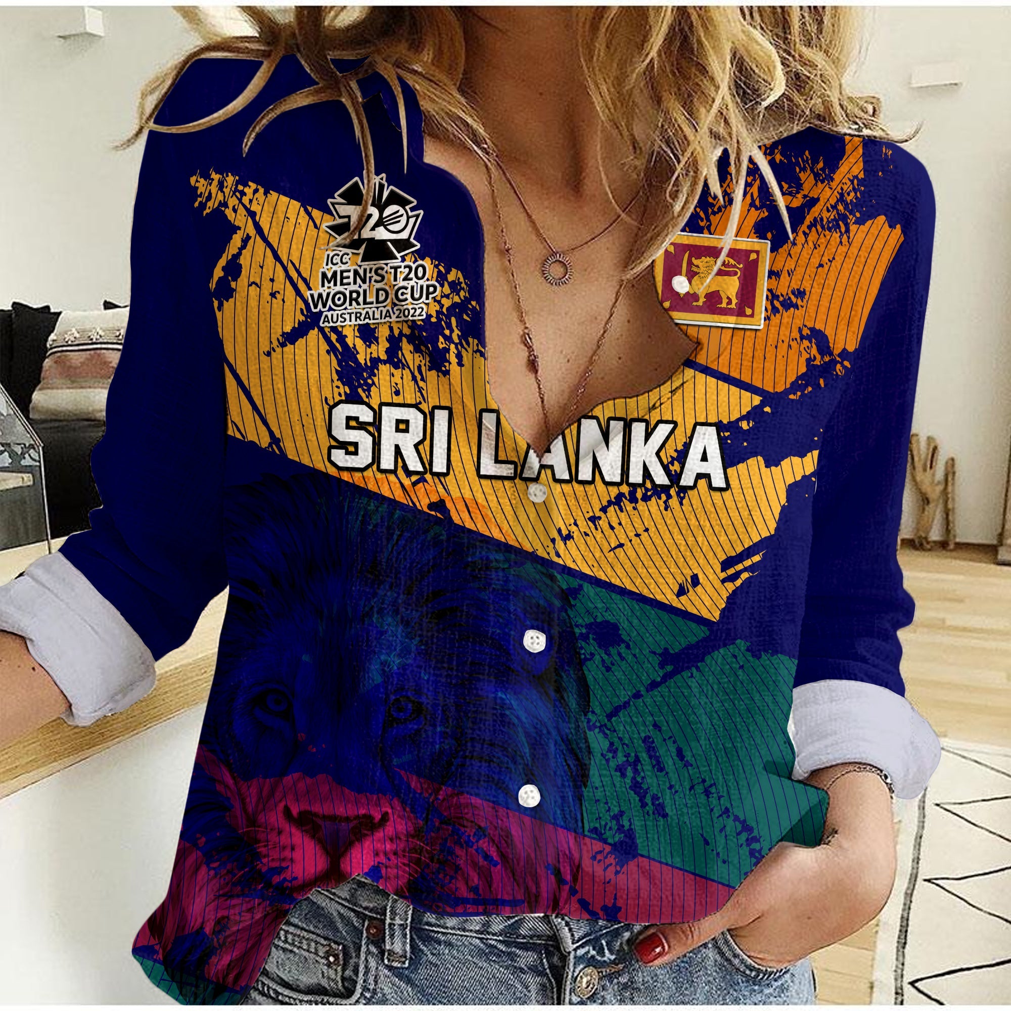 Sri Lanka Cricket Women Casual Shirt The Lions Mens T20 World Cup - Vibe Hoodie Shop