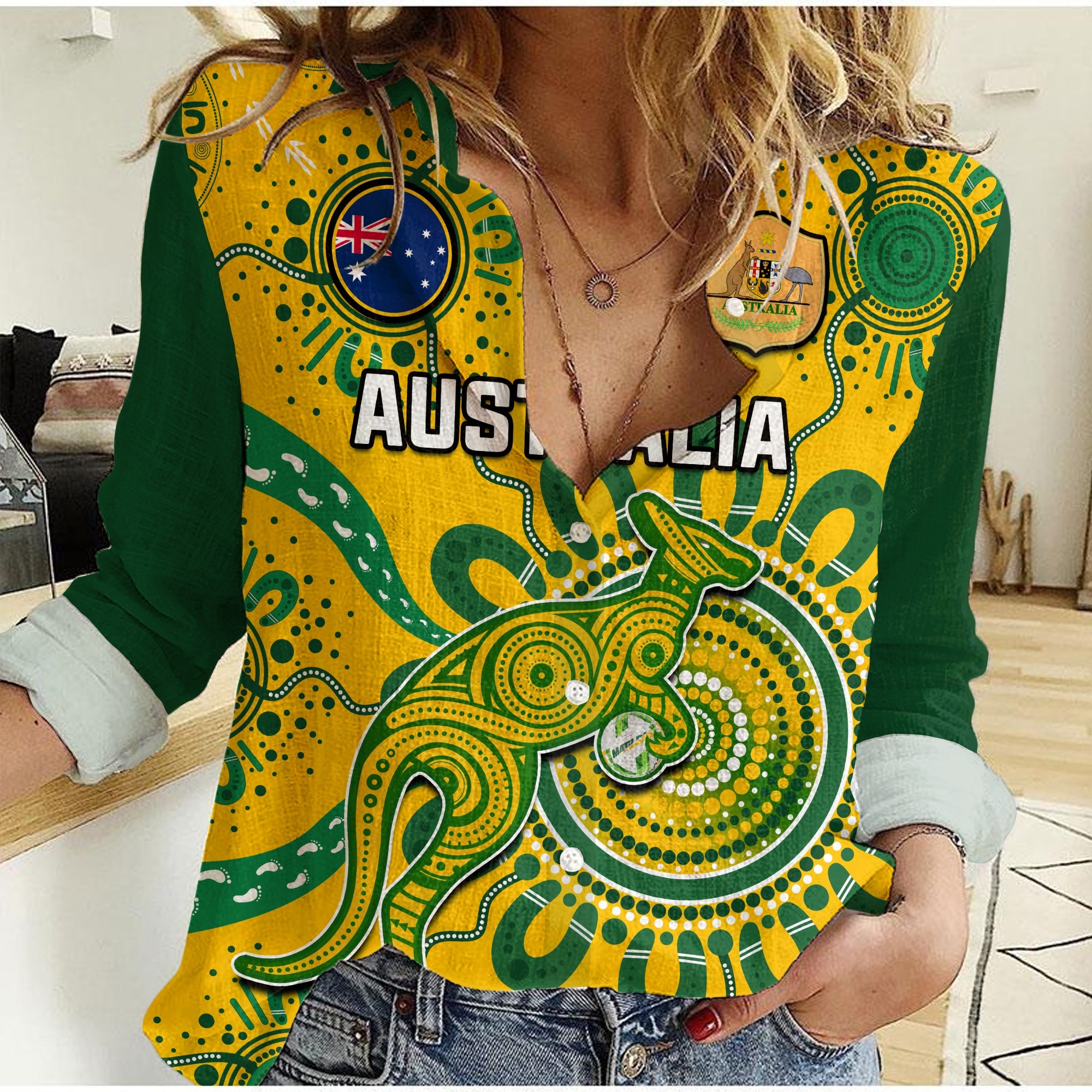 (Custom Text And Number) Australia Soccer Women Casual Shirt Kangaroos Matildas 2023 FIFA Womens World Cup - Vibe Hoodie Shop