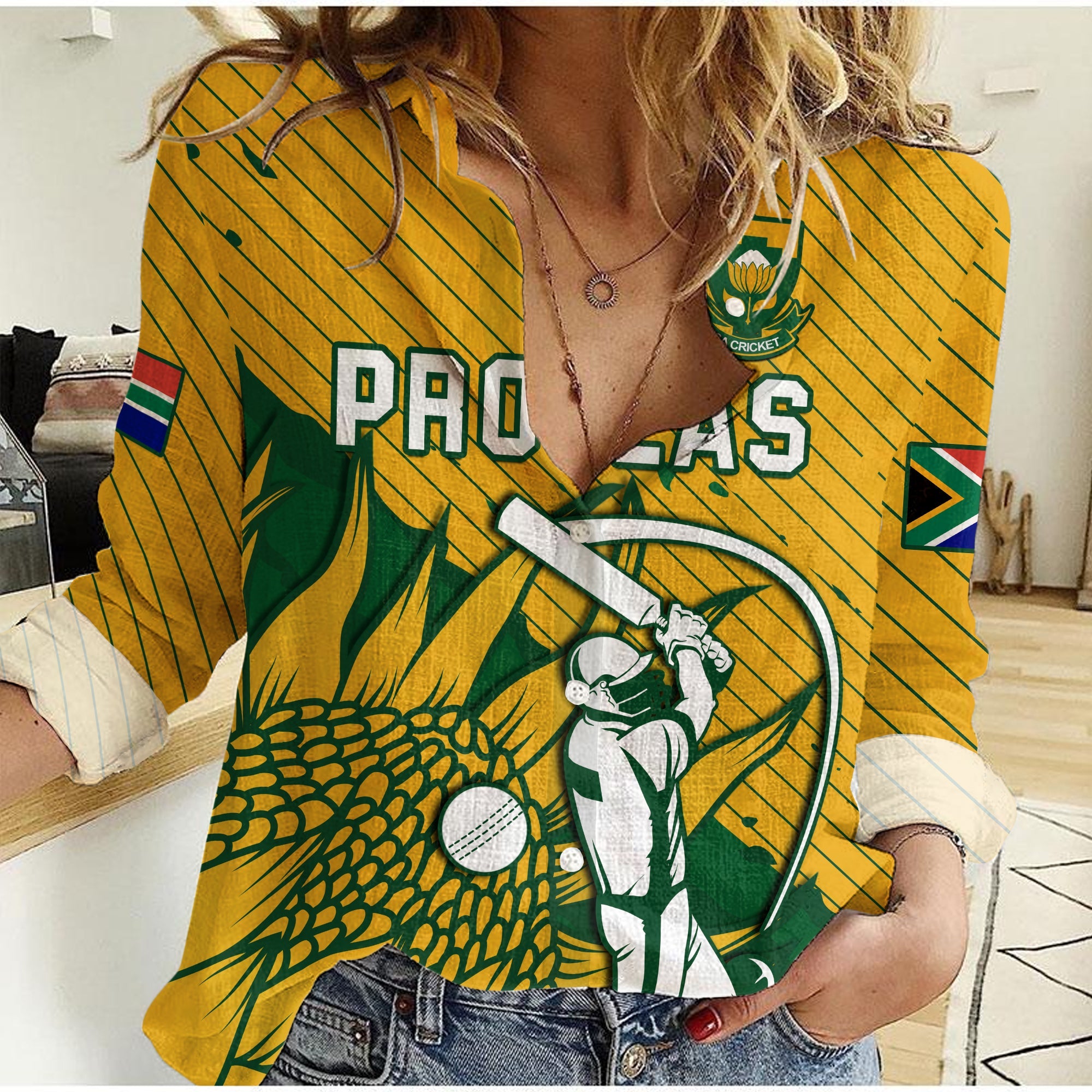 South Africa Cricket Women Casual Shirt Go Proteas Unique Style - Vibe Hoodie Shop