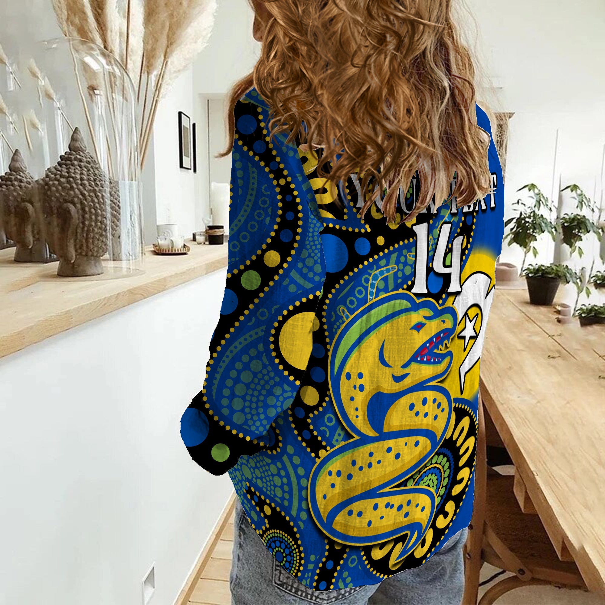 (Custom Text And Number) Eels Rugby NAIDOC 2023 Women Casual Shirt For Our Elders Aboriginal - Vibe Hoodie Shop