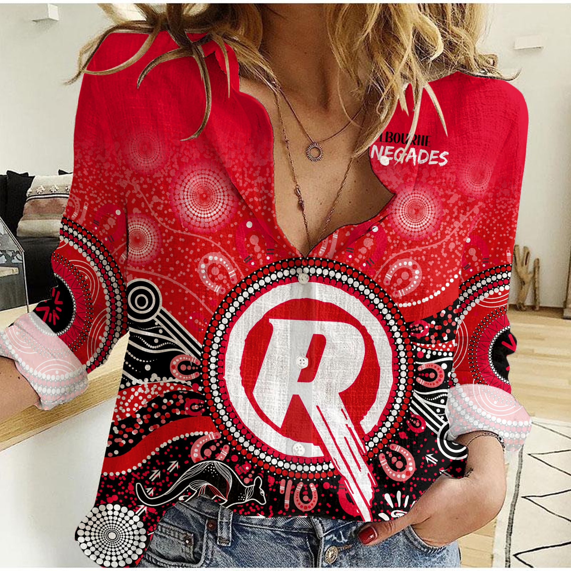 Melbourne Renegades Women Casual Shirt Cricket Aboriginal - Vibe Hoodie Shop
