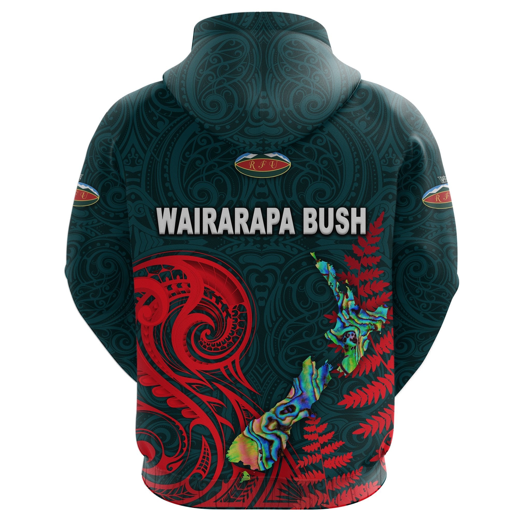 (Custom Personalised) Maori Wairarapa Bush Rugby Zip Hoodie New Zealand Silver Fern - Vibe Hoodie Shop