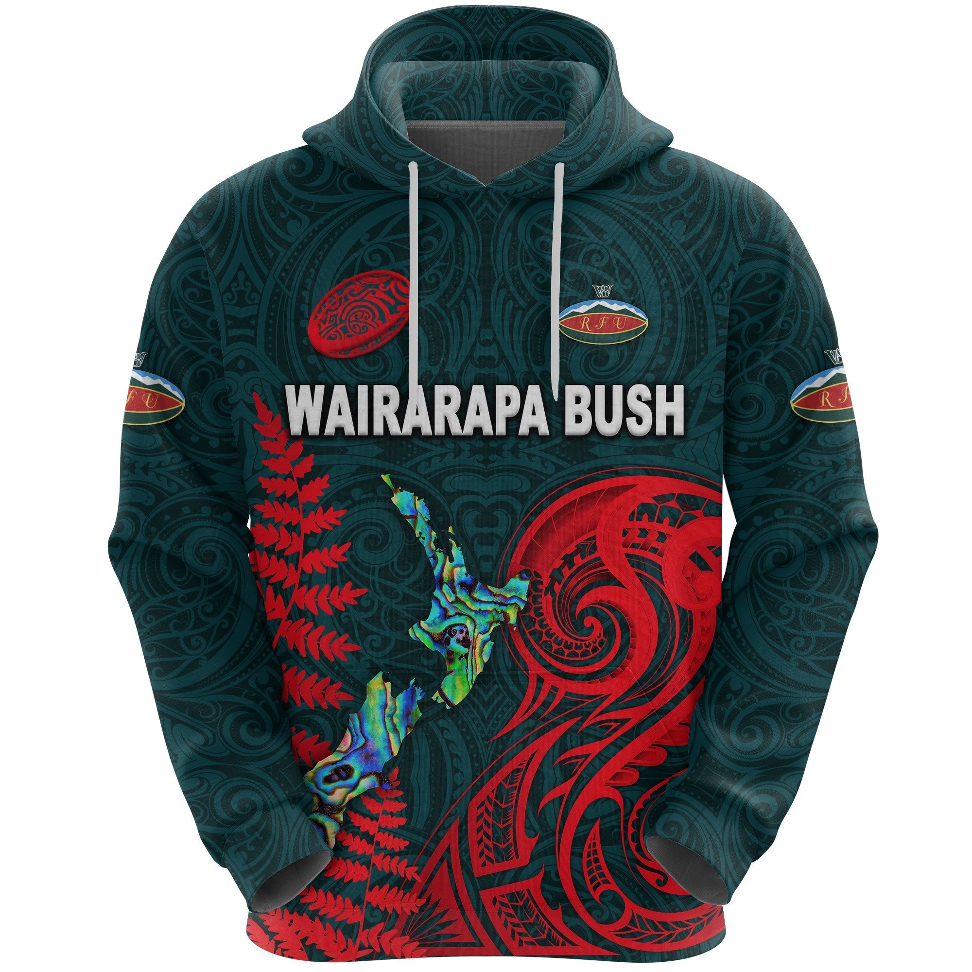 (Custom Personalised) Maori Wairarapa Bush Rugby Hoodie New Zealand Silver Fern, Custom Text And Number - Vibe Hoodie Shop