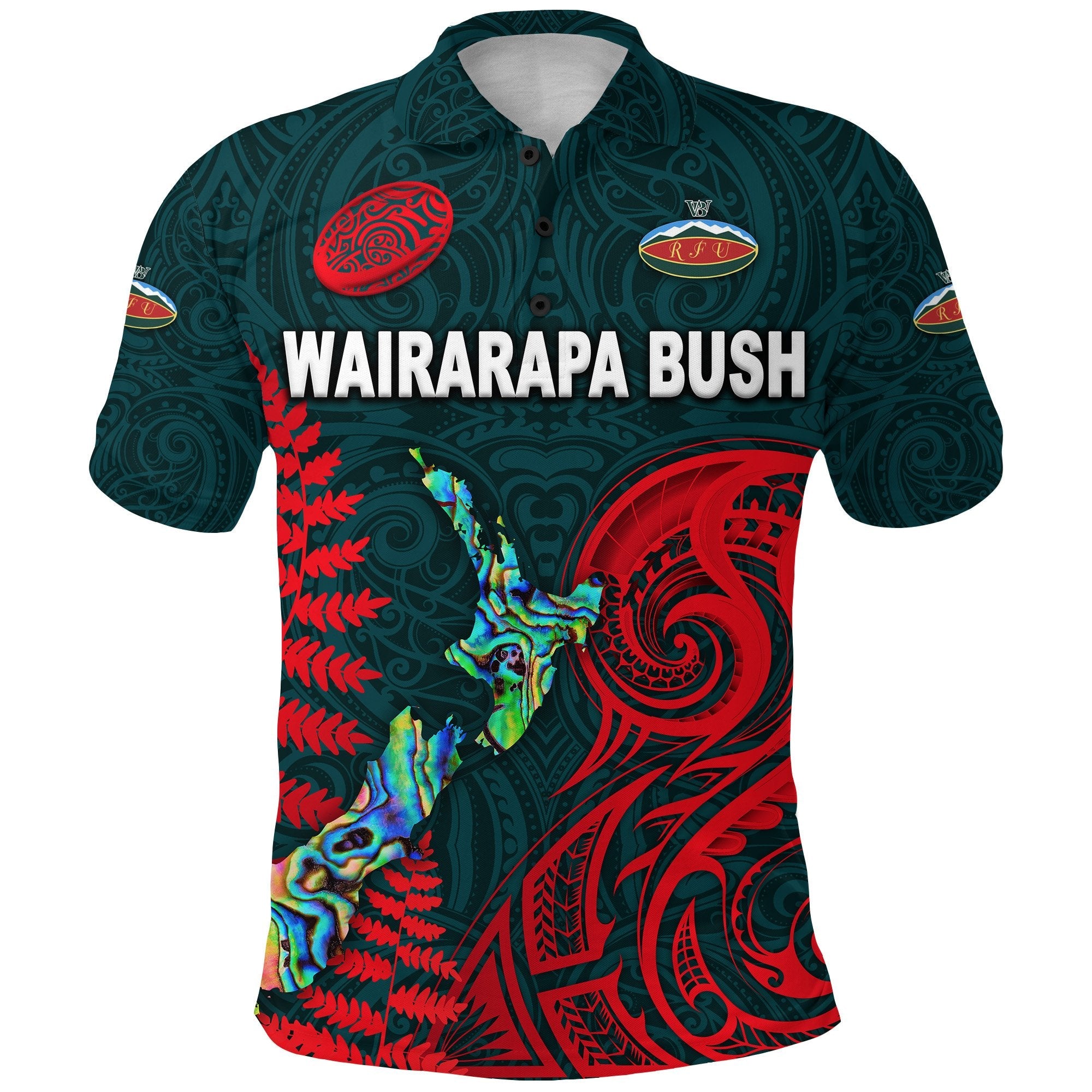 (Custom Personalised) Maori Wairarapa Bush Rugby Polo Shirt New Zealand Silver Fern, Custom Text And Number - Vibe Hoodie Shop