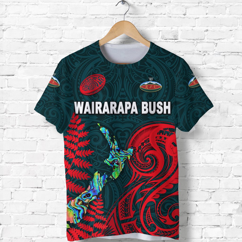 (Custom Personalised) Maori Wairarapa Bush Rugby T shirt New Zealand Silver Fern, Custom Text And Number - Vibe Hoodie Shop