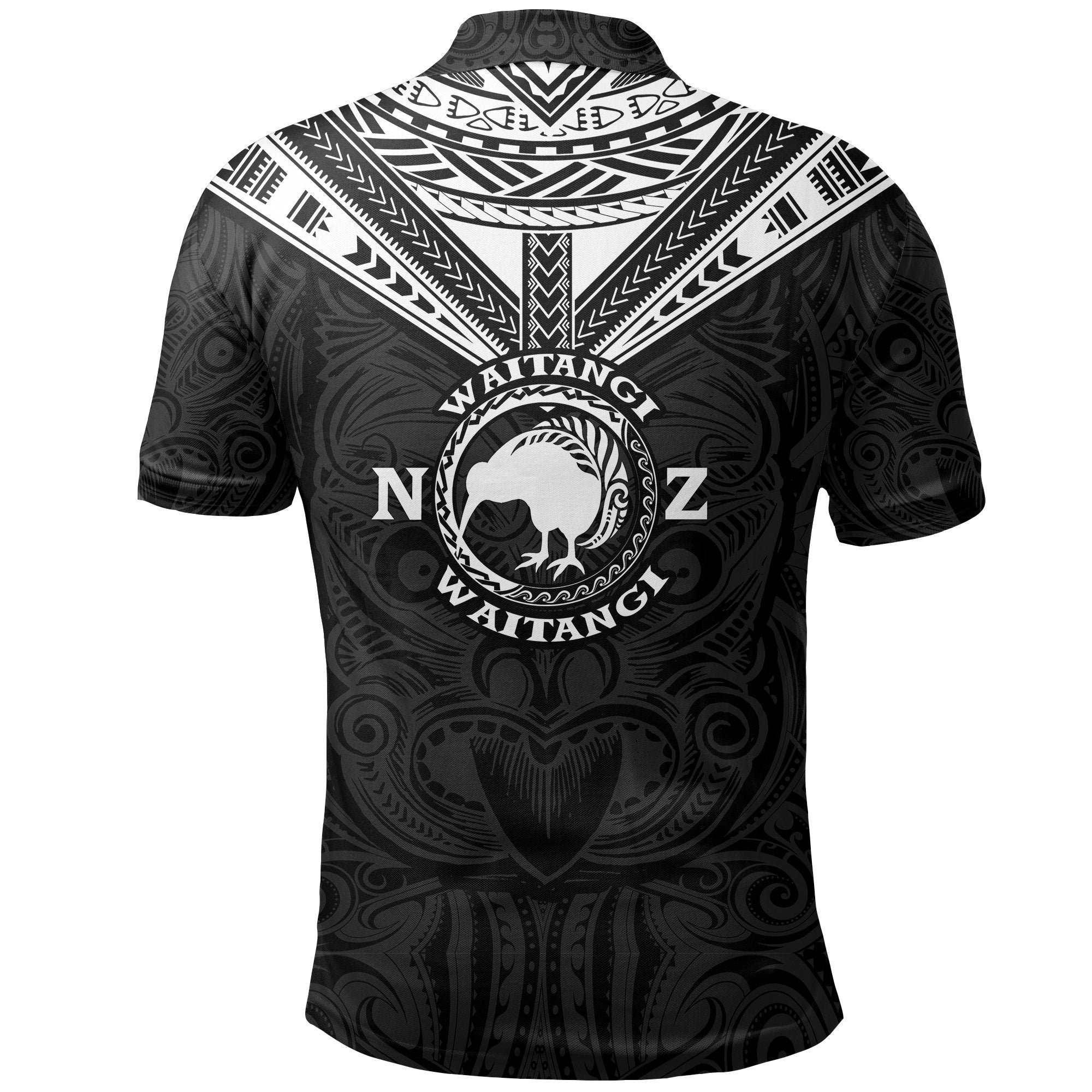 New Zealand Maori Polo Shirt Waitangi Day - Black - Vibe Hoodie Shop