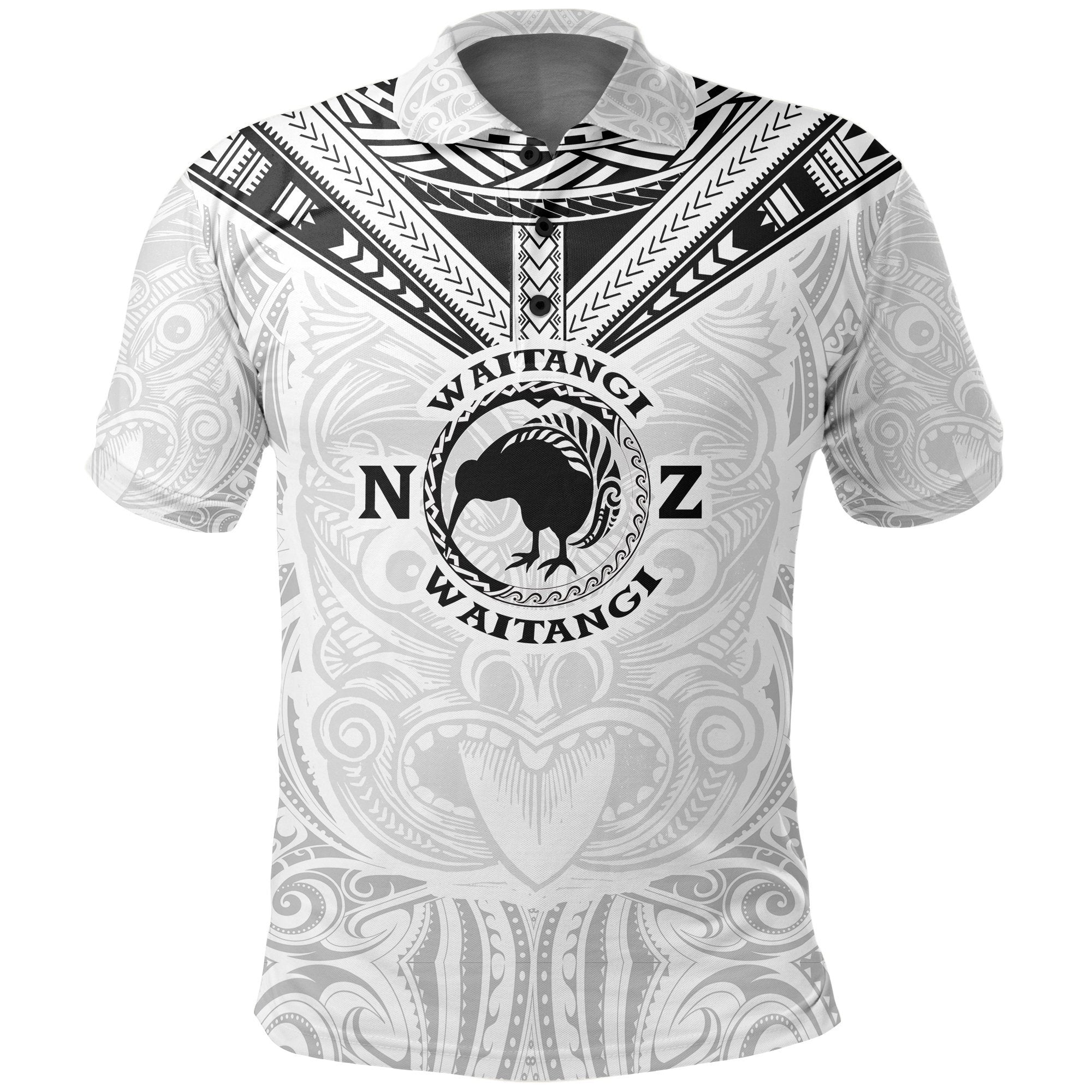 New Zealand Maori Polo Shirt Waitangi Day - White - Vibe Hoodie Shop