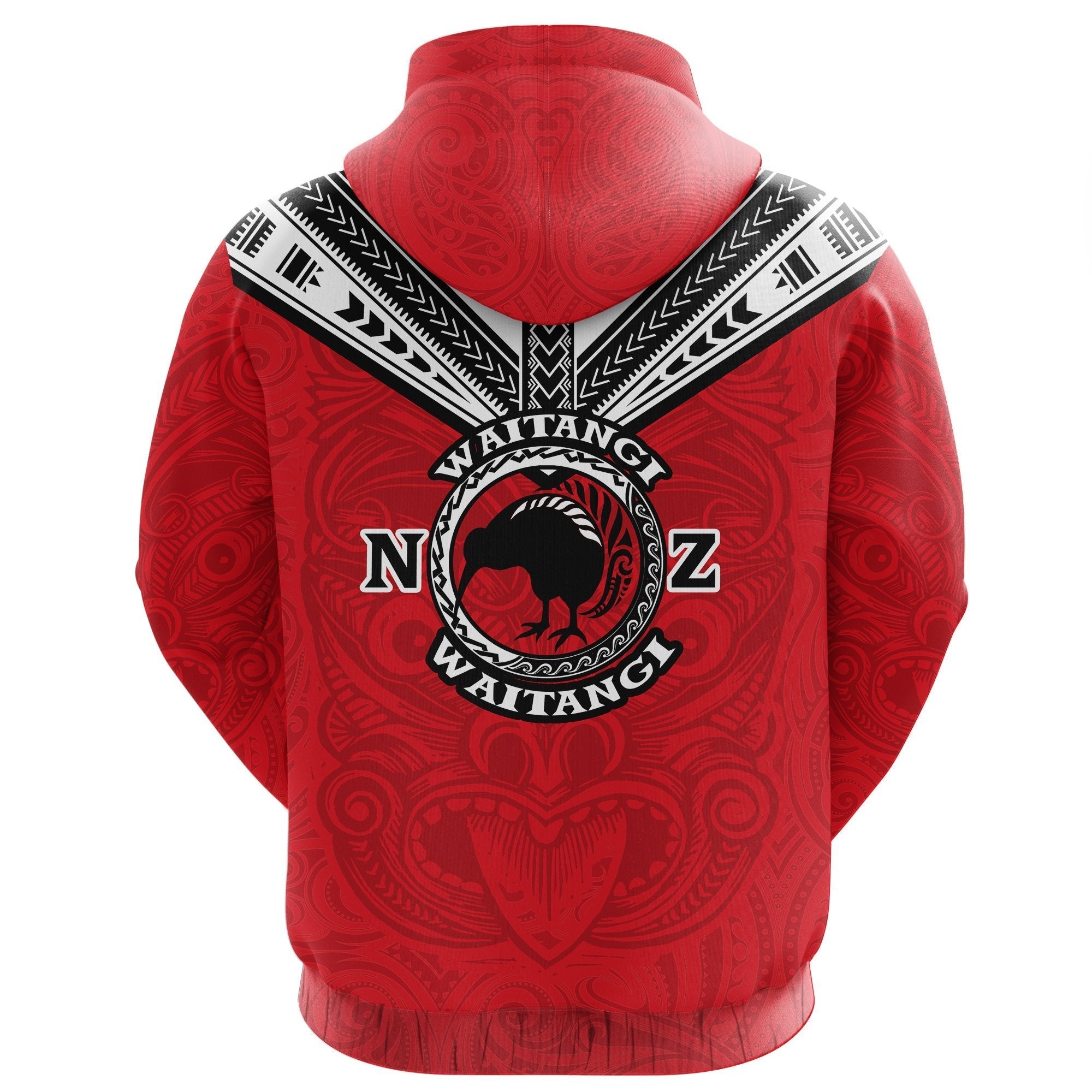 New Zealand Maori Hoodie Waitangi Day - Red - Vibe Hoodie Shop