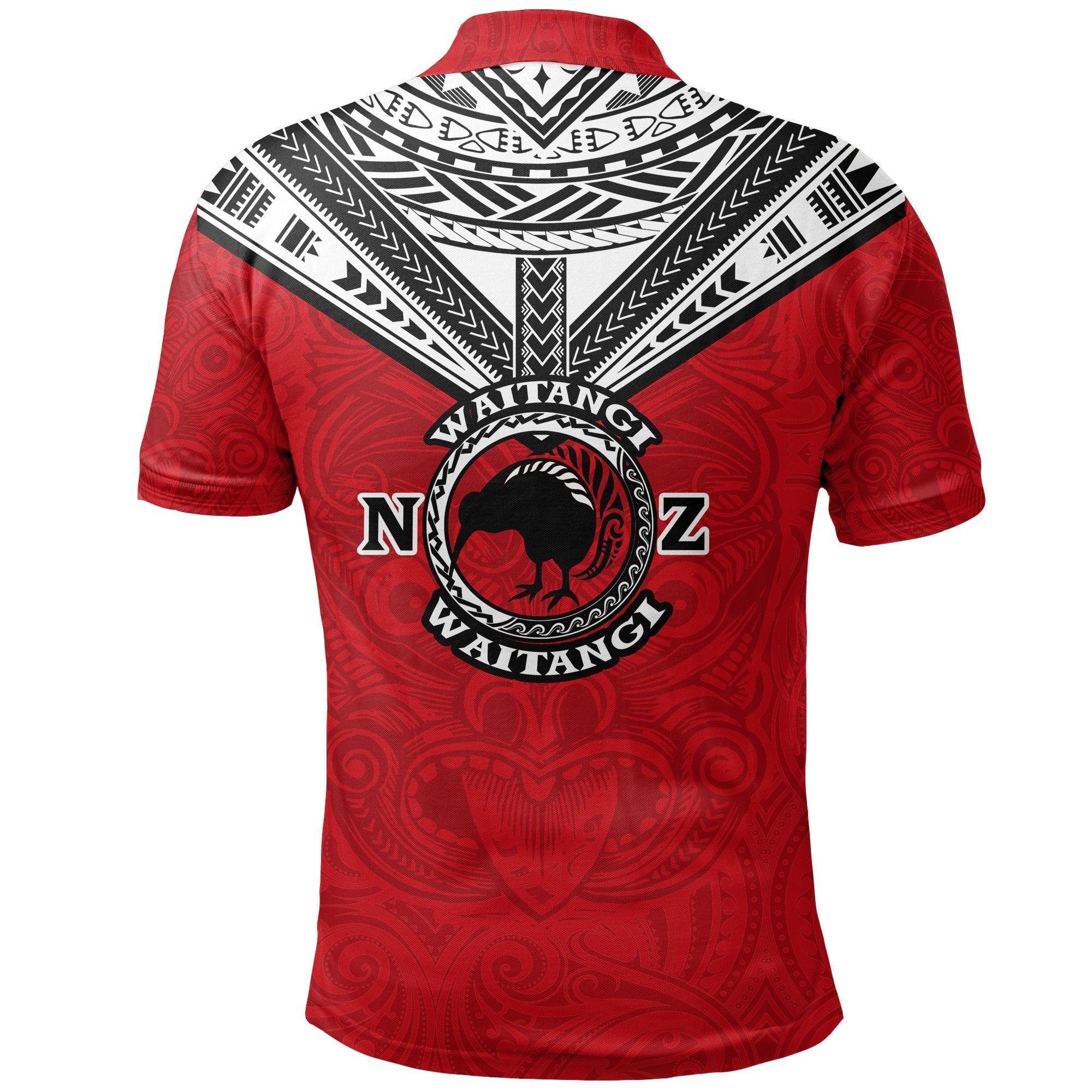 New Zealand Maori Polo Shirt Waitangi Day - Red - Vibe Hoodie Shop