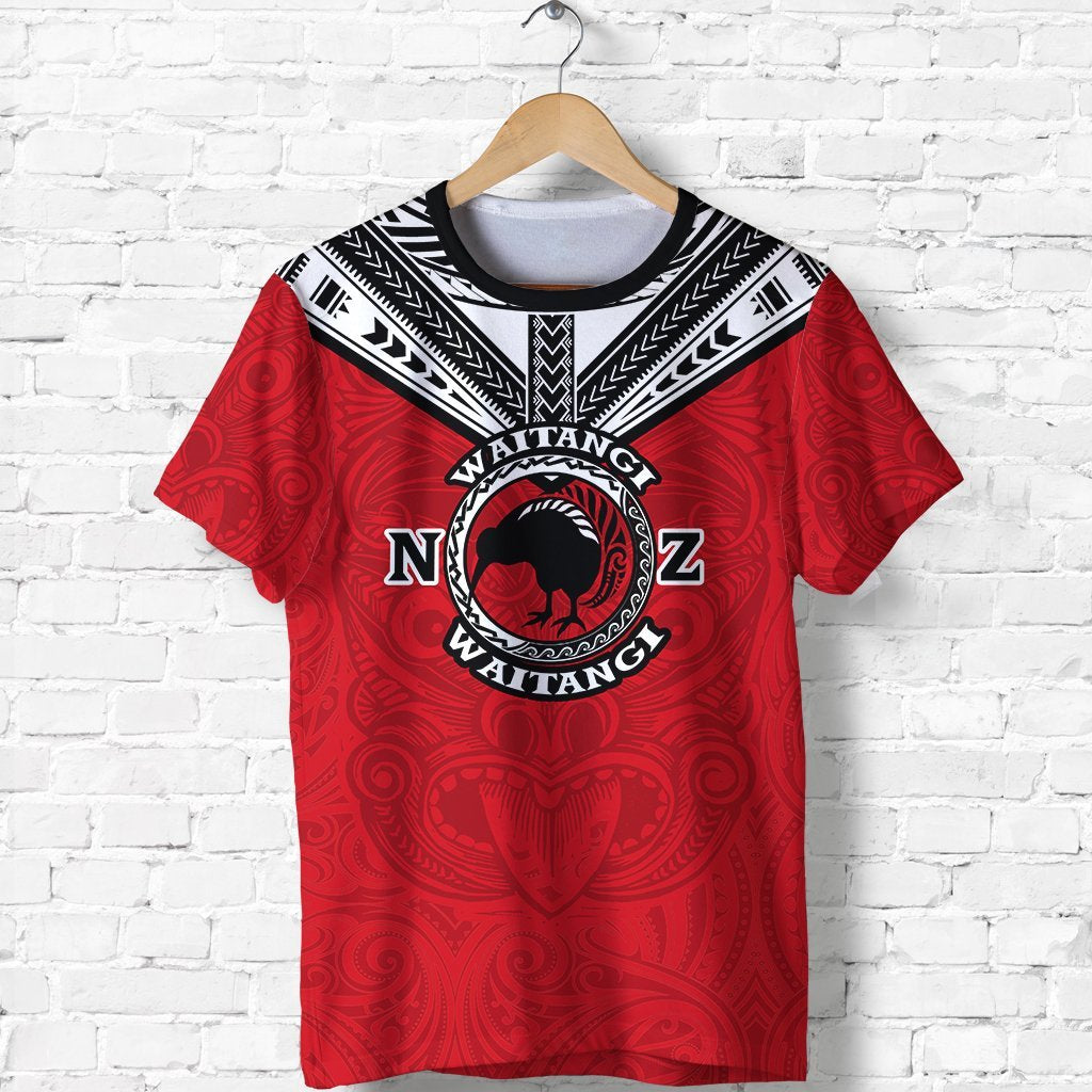 New Zealand Maori T shirt Waitangi Day - Red - Vibe Hoodie Shop