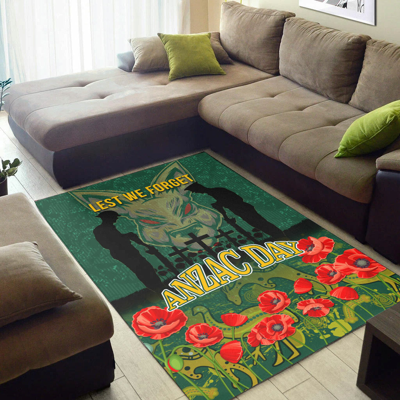 Wallabies Rugby Area Rug - ANZAC Wallabies Aboriginal With Animals Area Rug LT10 - Vibe Hoodie Shop