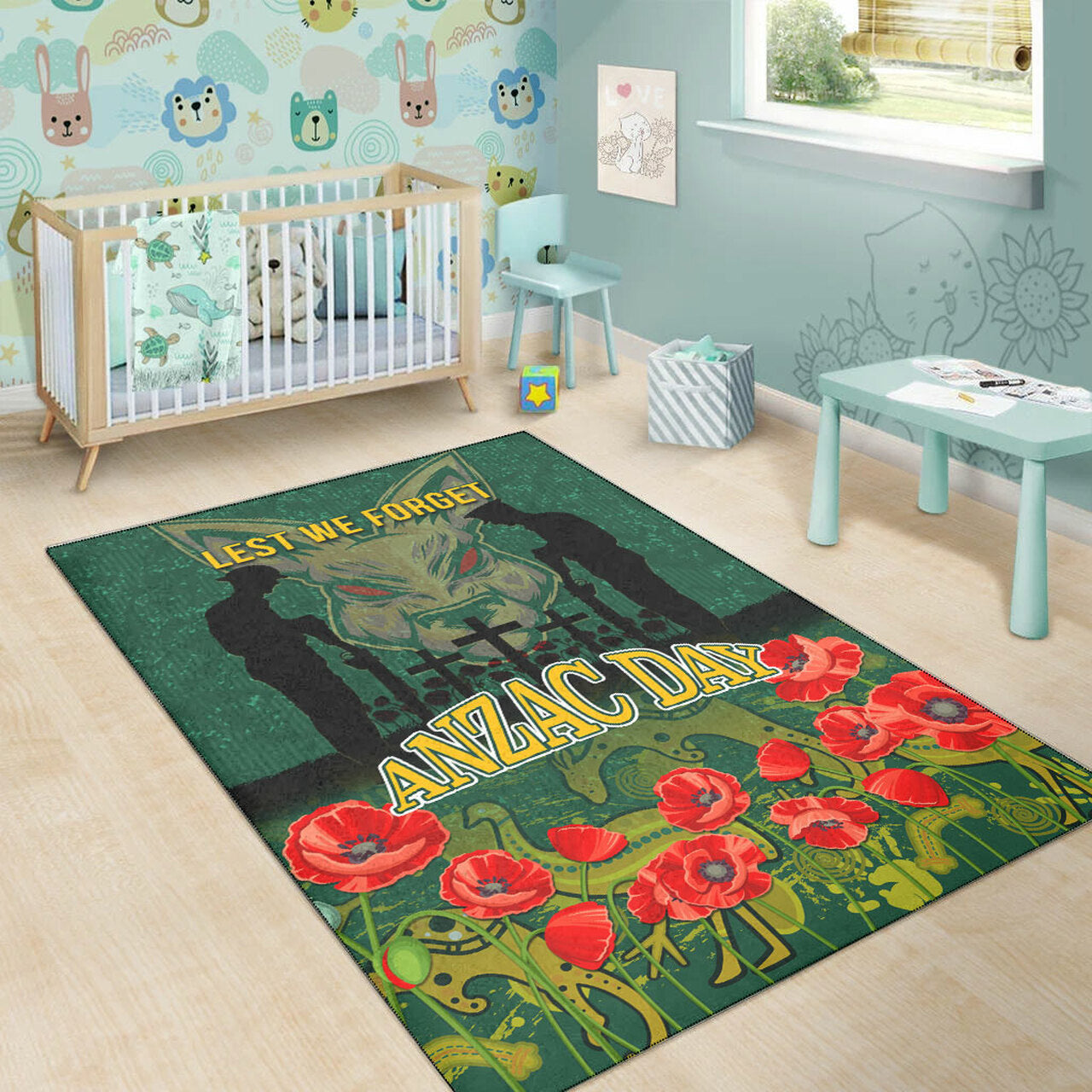 Wallabies Rugby Area Rug - ANZAC Wallabies Aboriginal With Animals Area Rug LT10 - Vibe Hoodie Shop