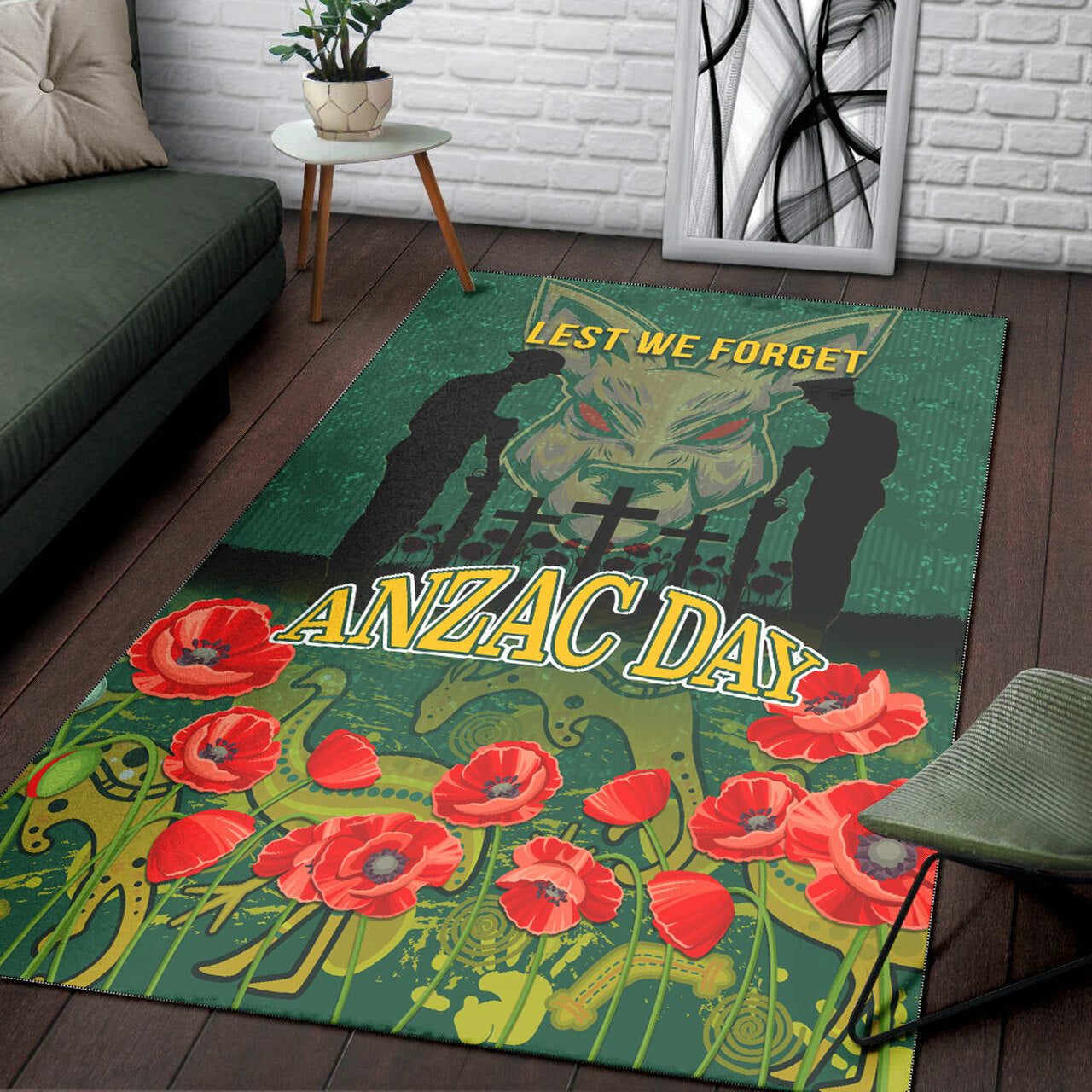 Wallabies Rugby Area Rug - ANZAC Wallabies Aboriginal With Animals Area Rug LT10 - Vibe Hoodie Shop