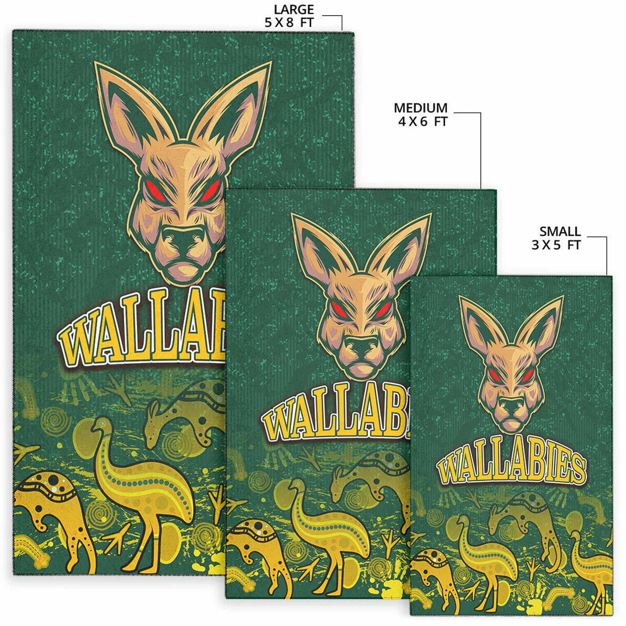 Wallabies Rugby Area Rug - Wallabies Aboriginal With Animals Area Rug LT10 - Vibe Hoodie Shop