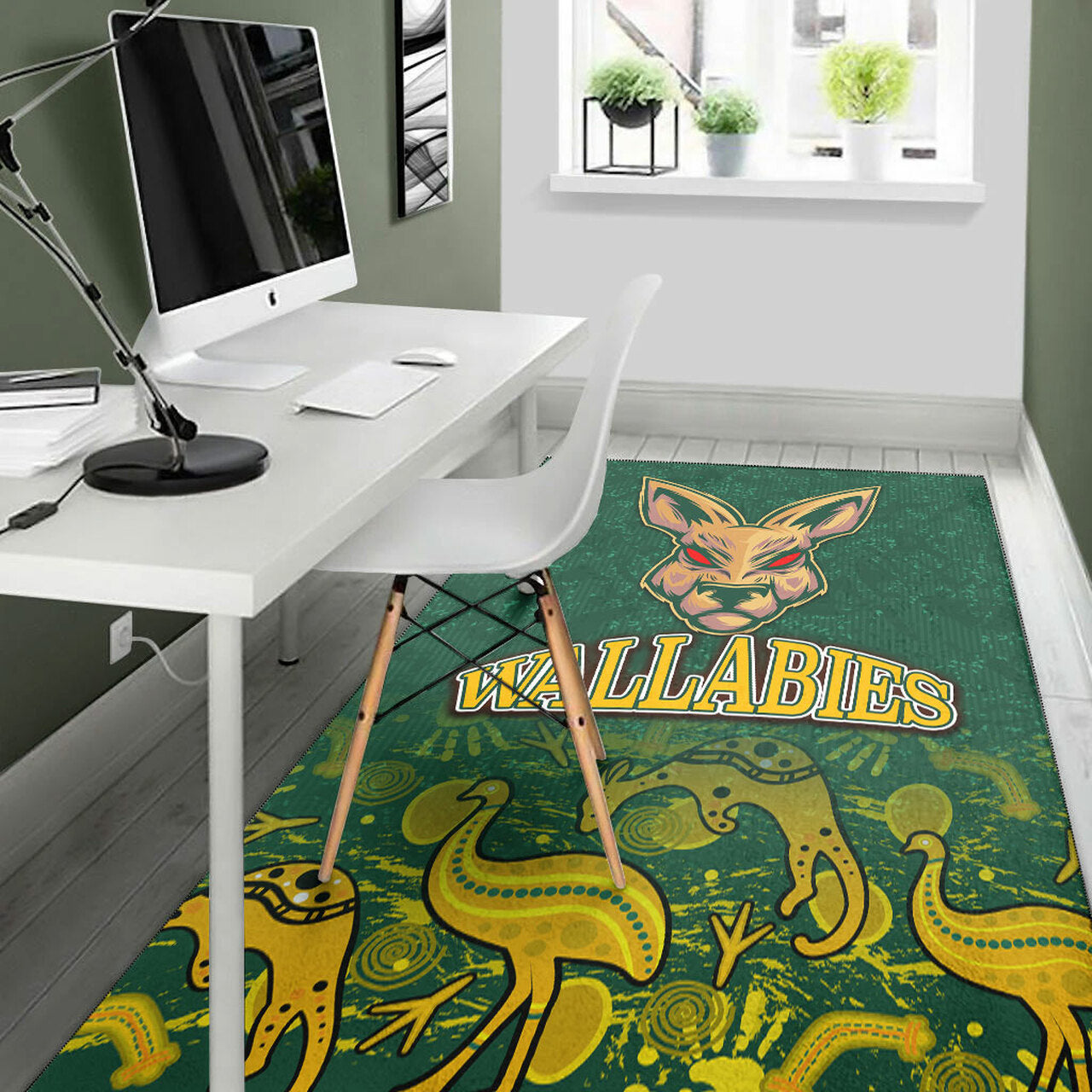 Wallabies Rugby Area Rug - Wallabies Aboriginal With Animals Area Rug LT10 - Vibe Hoodie Shop