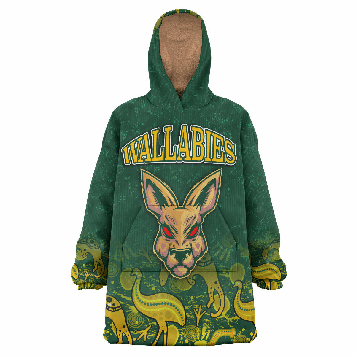 Wallabies Rugby Snug Hoodie - Custom Wallabies Aboriginal With Animals Wearable Blanket Hoodie RLT14 - Vibe Hoodie Shop