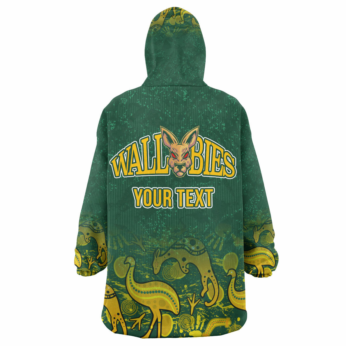 Wallabies Rugby Snug Hoodie - Custom Wallabies Aboriginal With Animals Wearable Blanket Hoodie RLT14 - Vibe Hoodie Shop