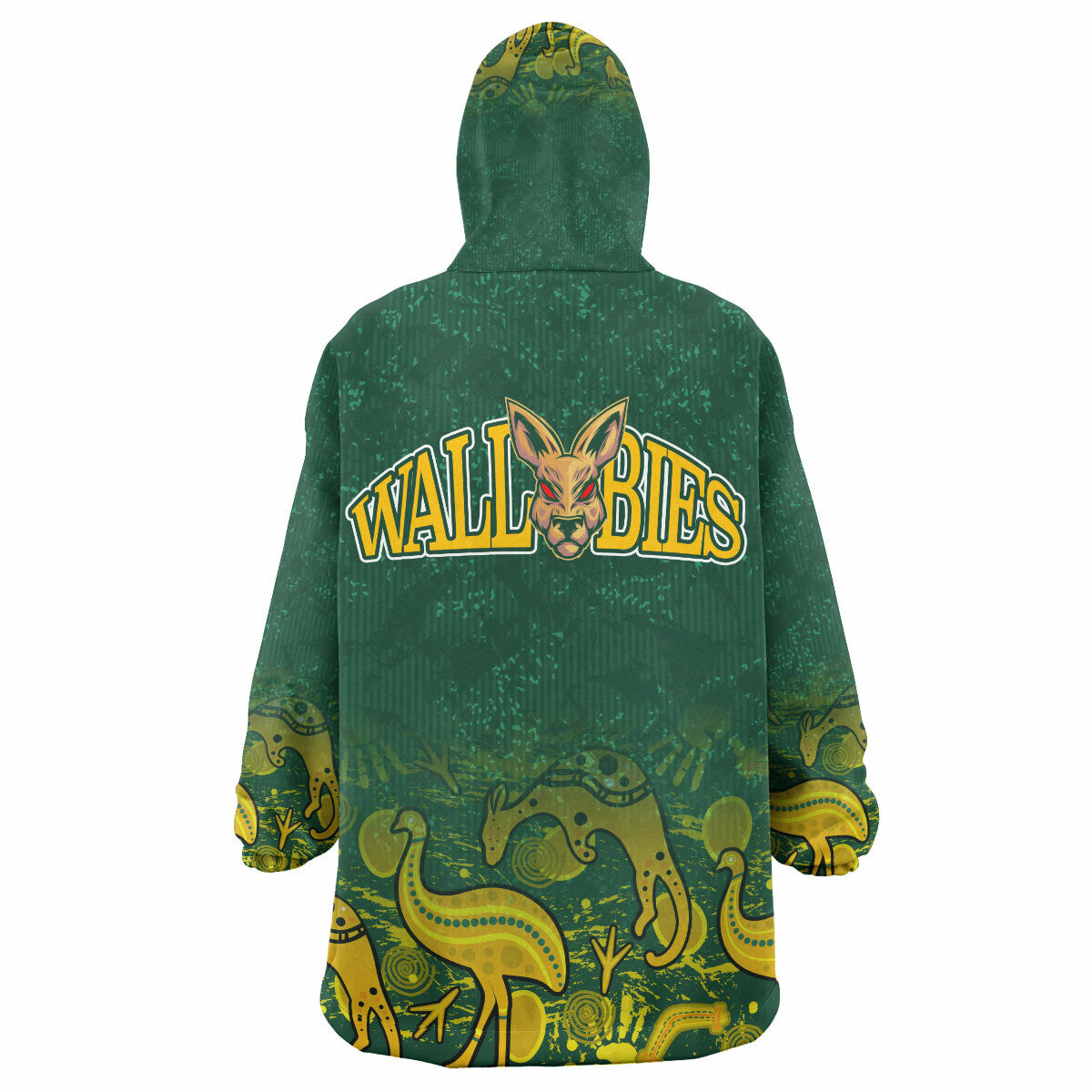 Wallabies Rugby Snug Hoodie - Custom Wallabies Aboriginal With Animals Wearable Blanket Hoodie RLT14 - Vibe Hoodie Shop