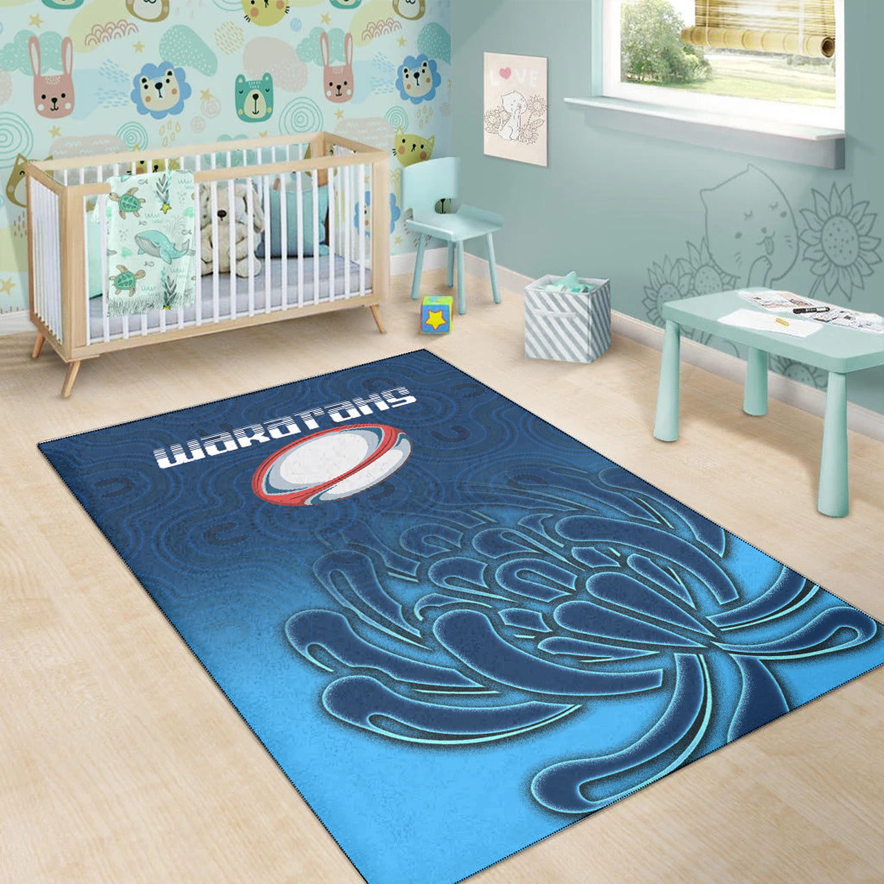 Waratahs Rugby Area Rug - Custom Australian Native Flowers Area Rug RLT13 - Vibe Hoodie Shop