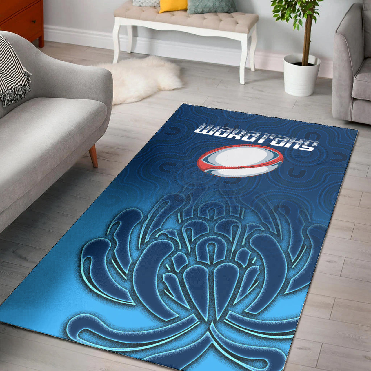 Waratahs Rugby Area Rug - Custom Australian Native Flowers Area Rug RLT13 - Vibe Hoodie Shop