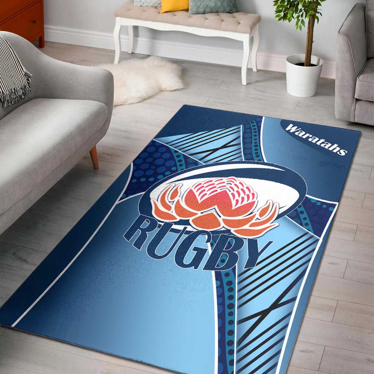 Waratahs Rugby Area Rug - Custom Rugby Ball Logo Area Rug RLT13 - Vibe Hoodie Shop