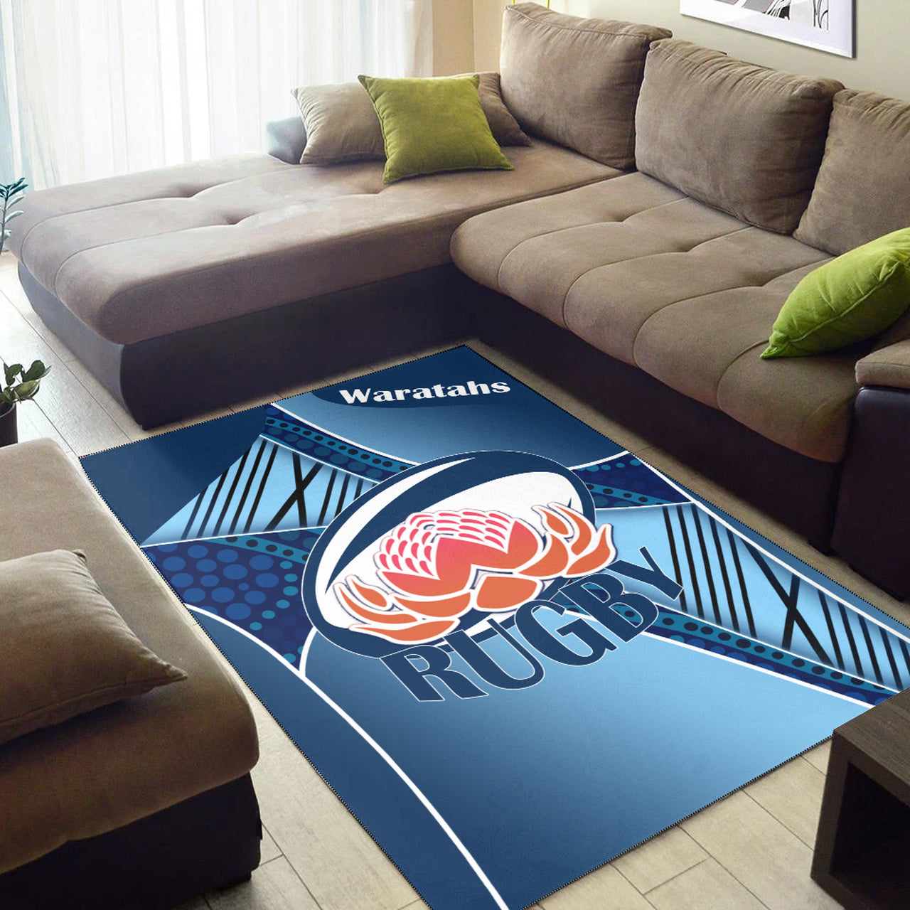 Waratahs Rugby Area Rug - Custom Rugby Ball Logo Area Rug RLT13 - Vibe Hoodie Shop