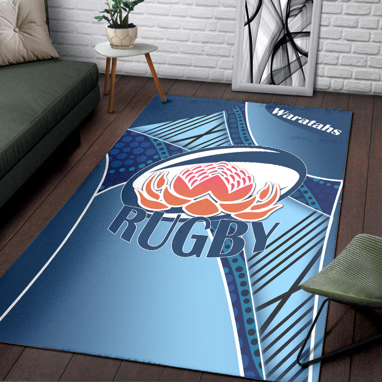 Waratahs Rugby Area Rug - Custom Rugby Ball Logo Area Rug RLT13 - Vibe Hoodie Shop