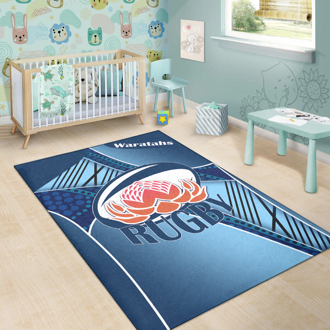 Waratahs Rugby Area Rug - Custom Rugby Ball Logo Area Rug RLT13 - Vibe Hoodie Shop