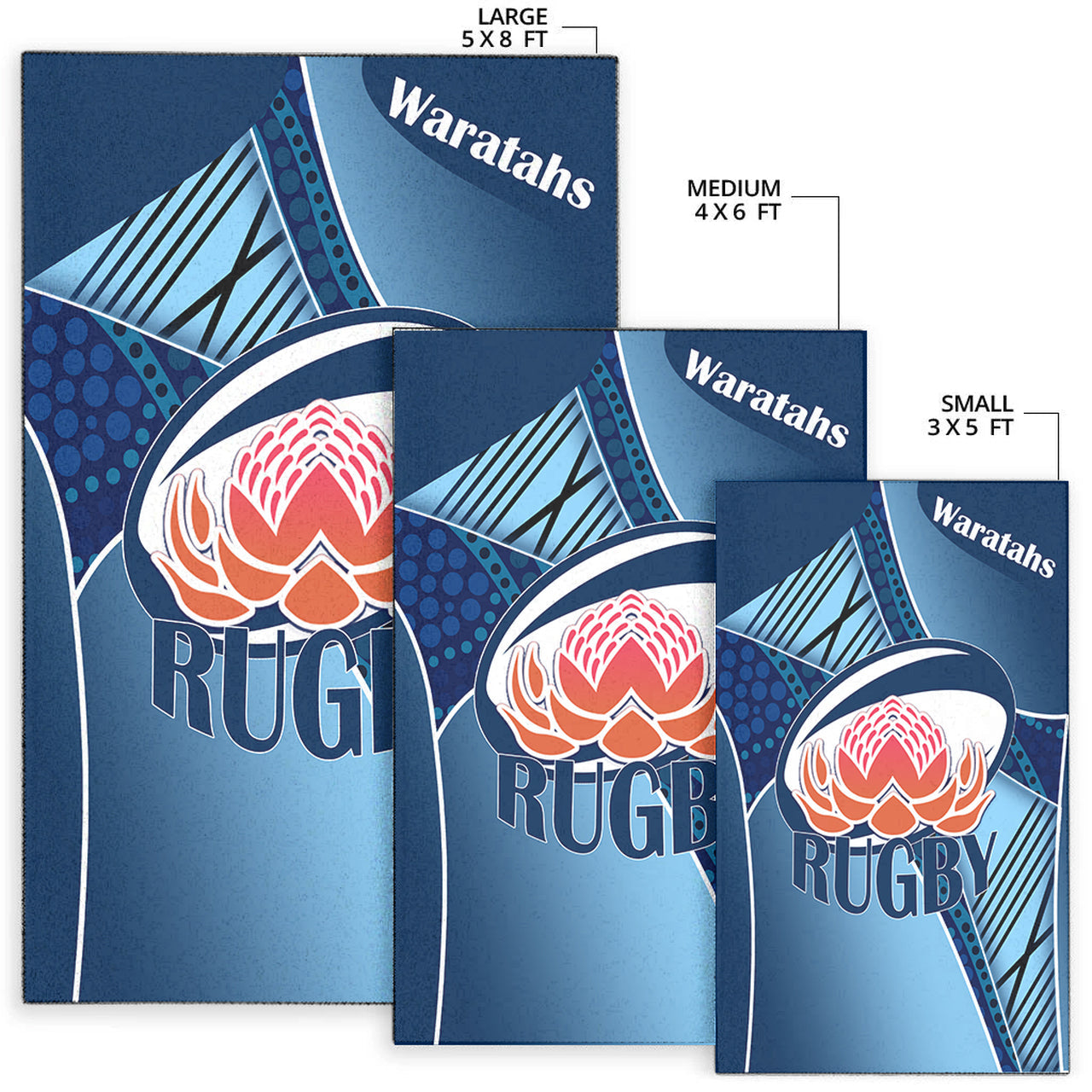 Waratahs Rugby Area Rug - Custom Rugby Ball Logo Area Rug RLT13 - Vibe Hoodie Shop